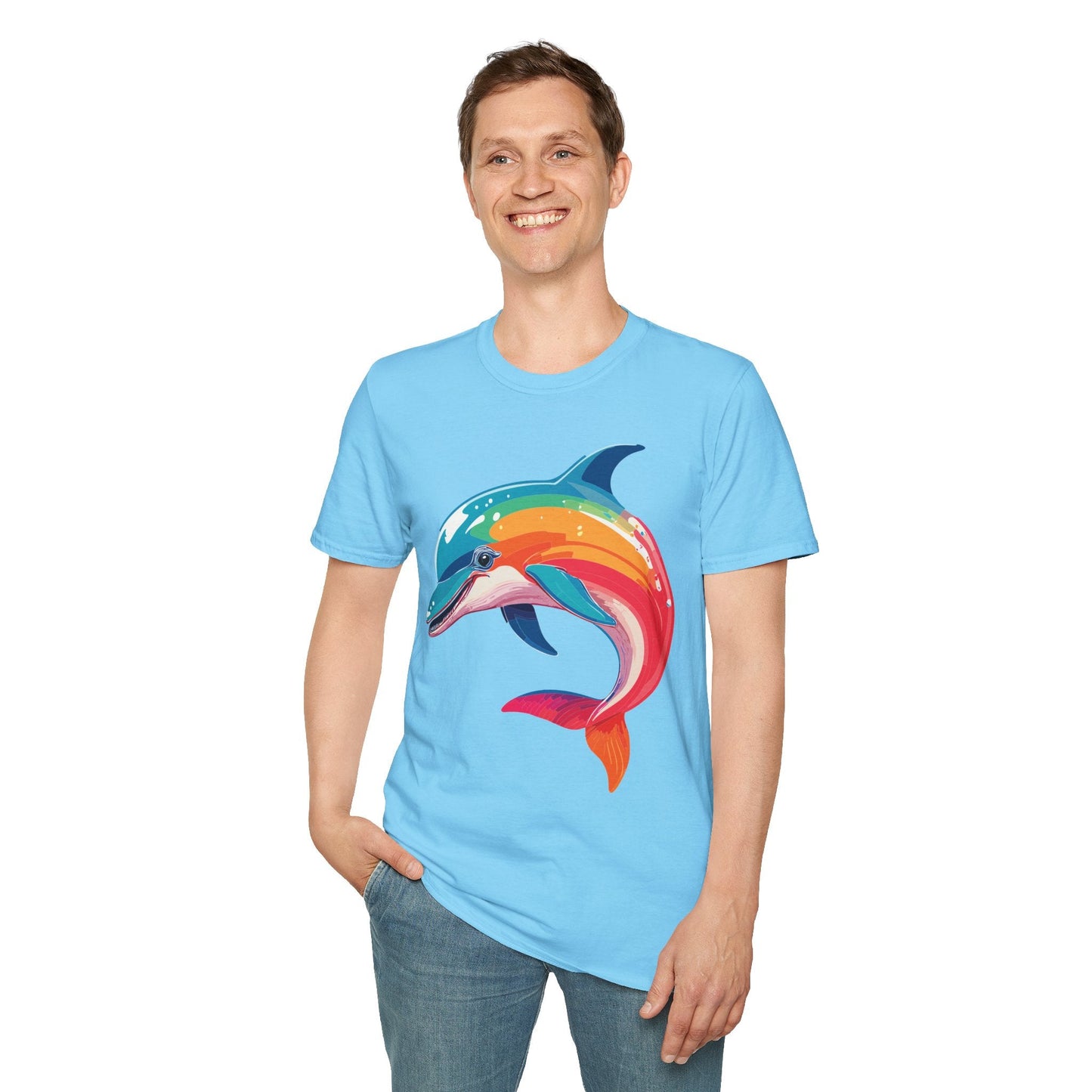 Dolphin Shirt For Unisex 100 Percent Ring Spun Cotton Gildan Softstyle 64000 Short Sleeve Tee