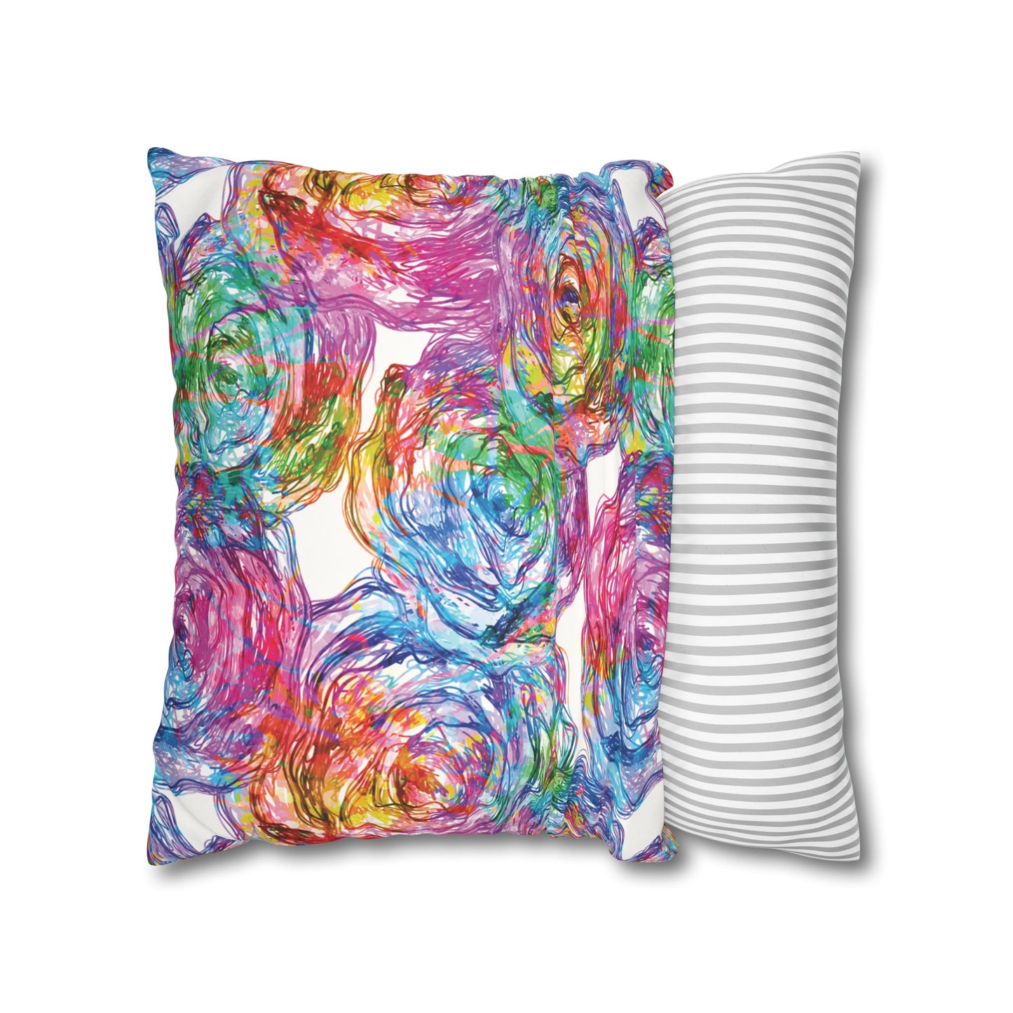 Faux Suede Pillowcase with Abstract print