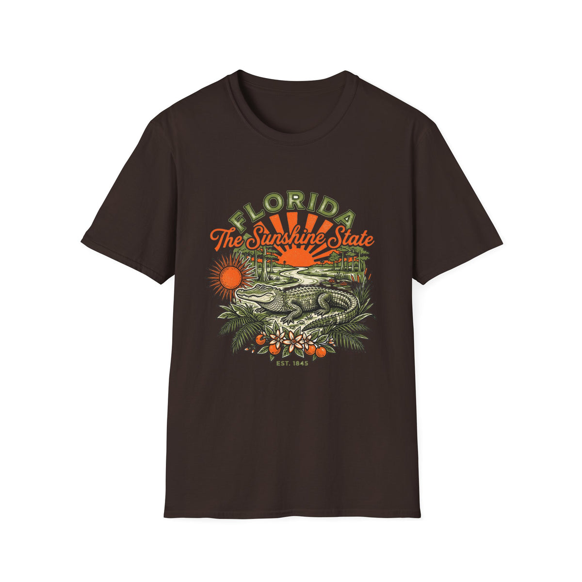 Florida Vintage Alligator T-Shirt — The Sunshine State Travel Tourist Graphic Design Unisex 100 Cotton Gildan T-Shirt