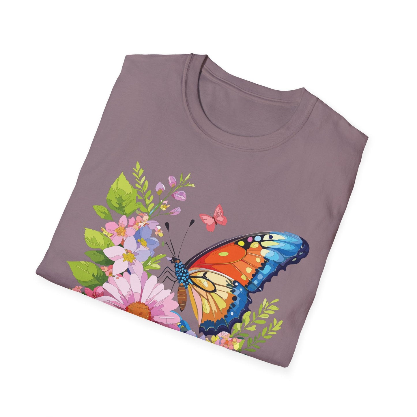 Butterfly T Shirt Unisex Short Sleeve Gildan Softstyle 64000 Monarch Butterfly Design Graphic