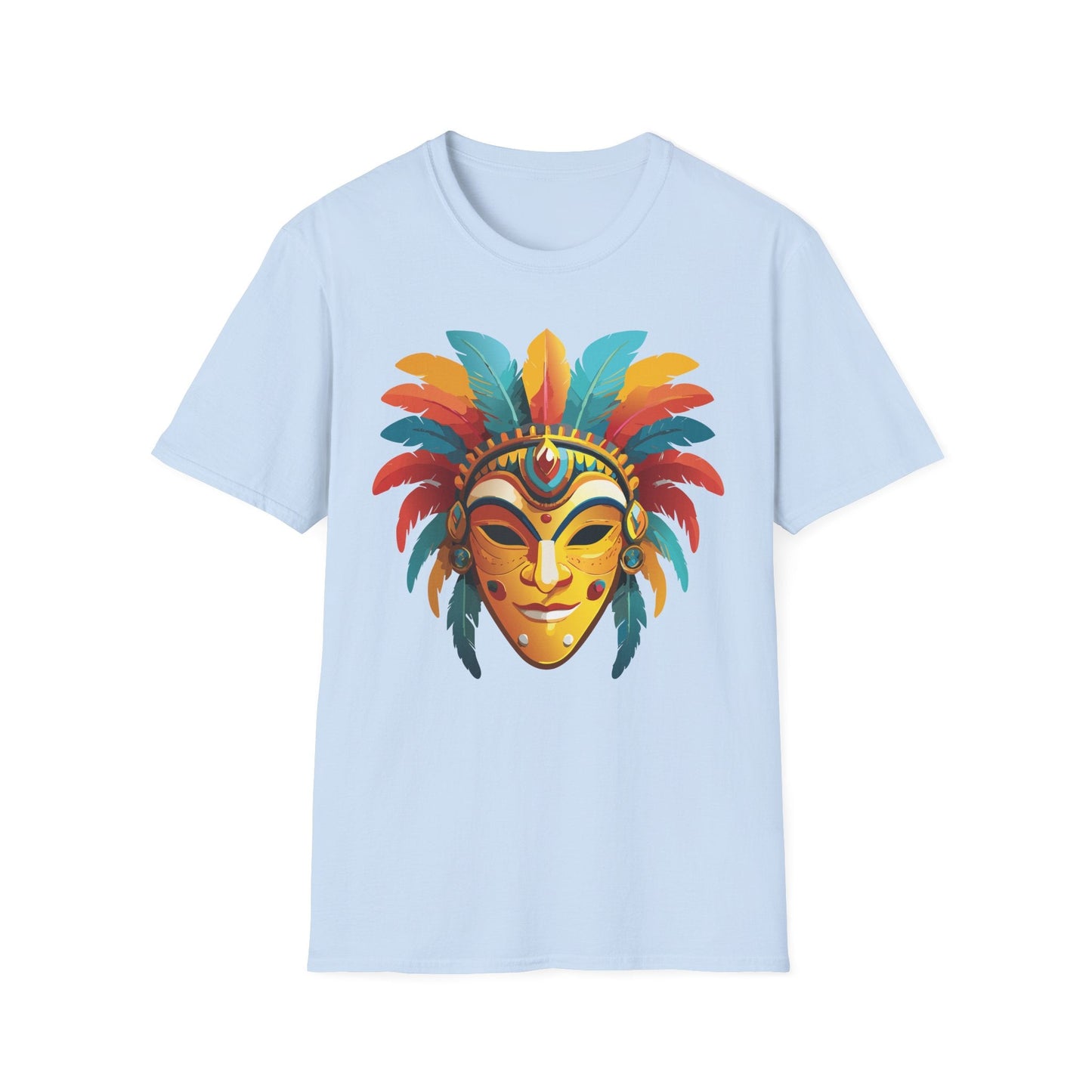 Mask Tee Shirt Unisex Masquerade Design Gildan Softstyle 100 Percent Cotton Tee for Everyday Comfort