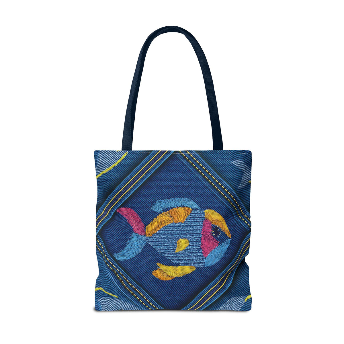 Denim Fabric Imitation Print Unisex Canvas Bag Poly Spun 3 Sizes Tote Bag 193-6