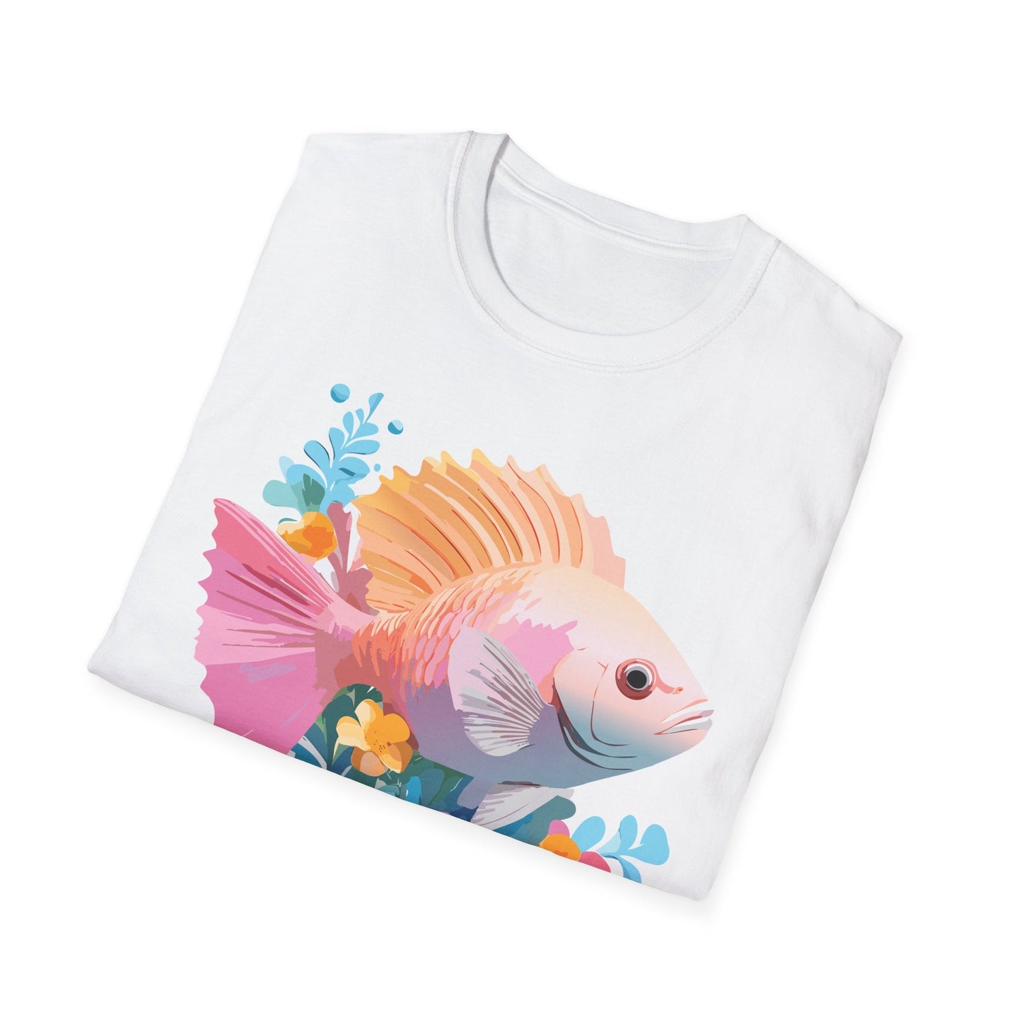 Fish Art Design Graphic Tee Shirt Unisex Softstyle Cotton Short Sleeve Comfort Fit Everyday Wear