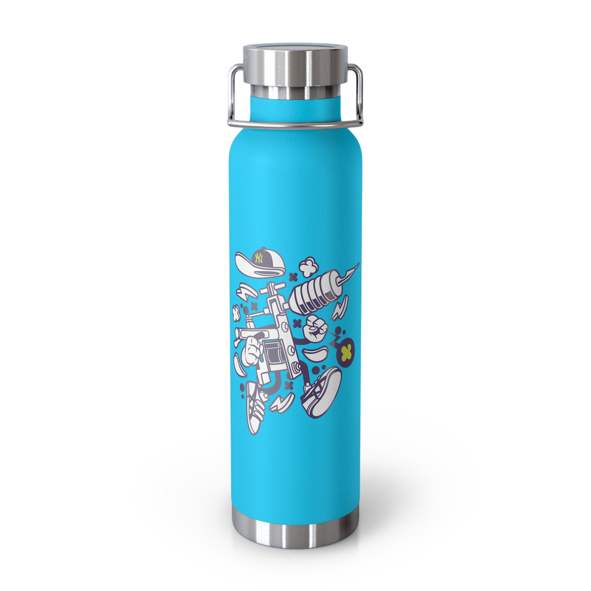 22oz Copper Insulated Water Bottle with Cartoon Design - CV36