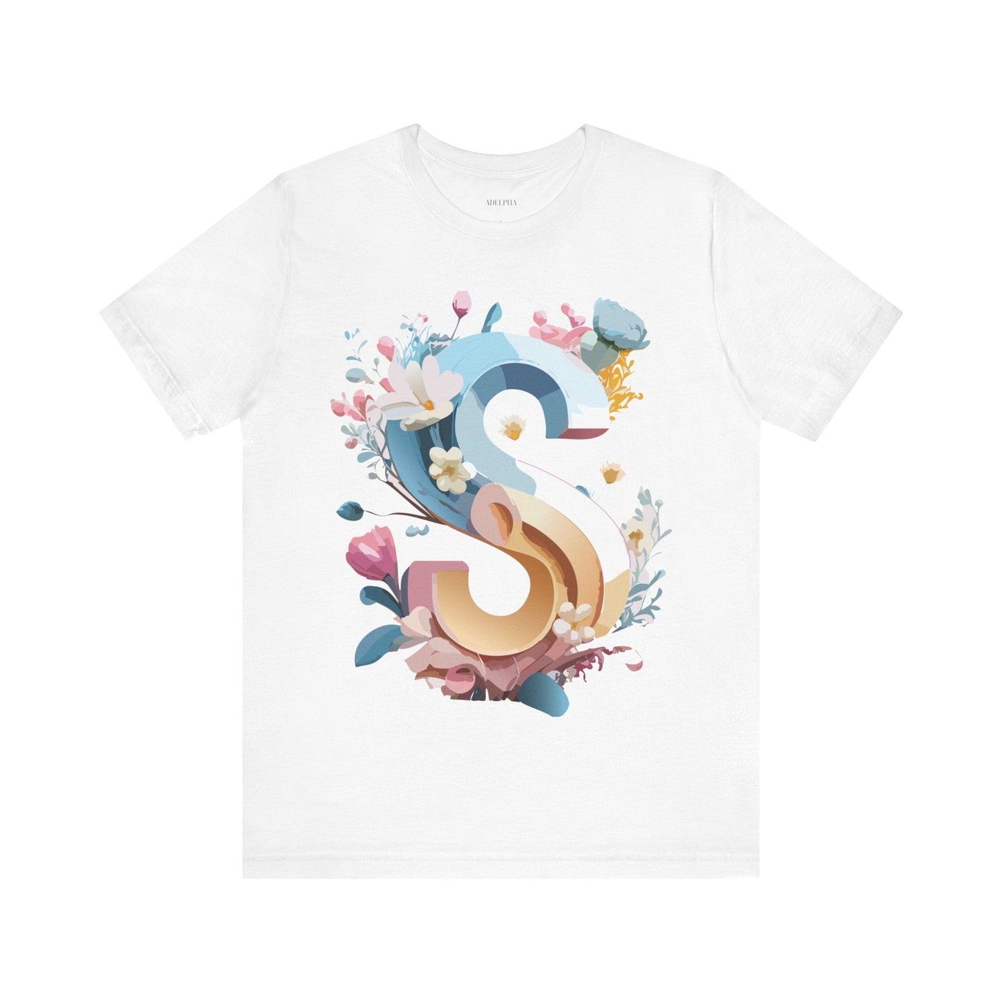 Letter S Shirt Graphic Tee Unisex Short Sleeve Vintage Inspired Adelpha Art Design
