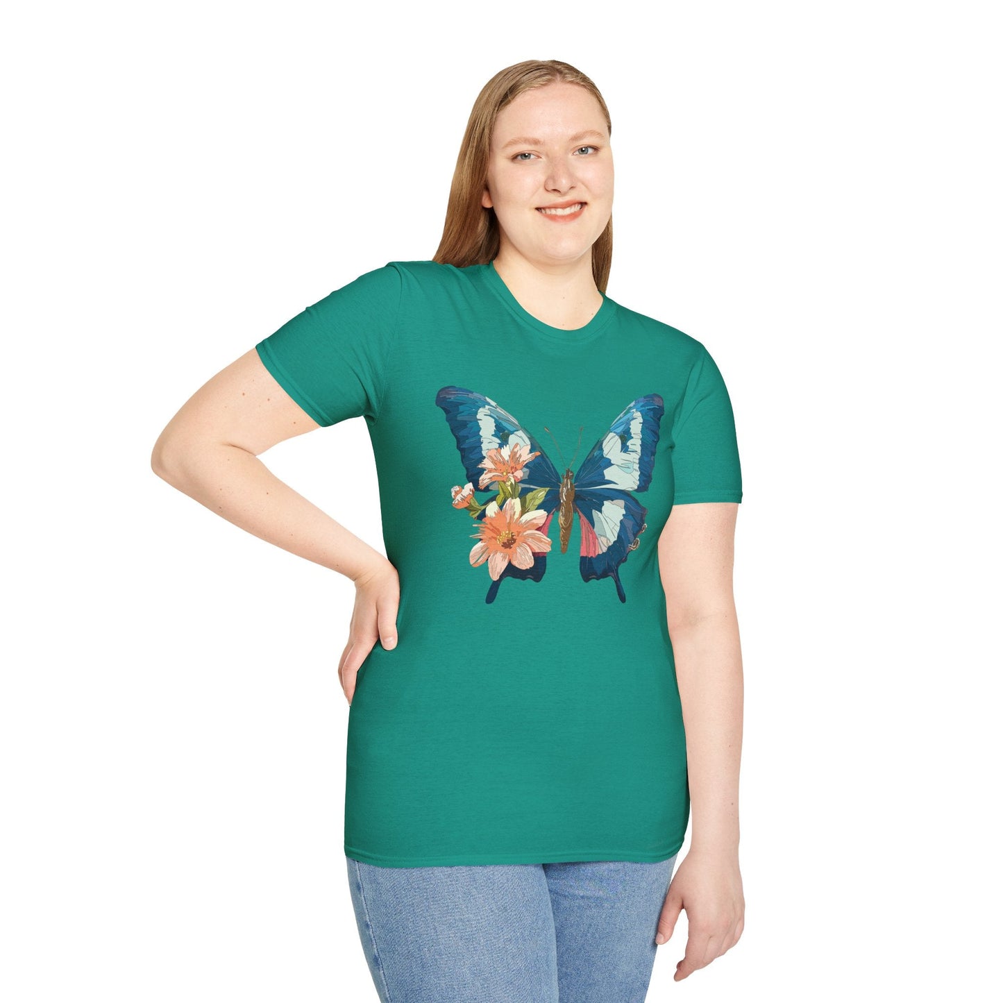 Butterfly Themed Unisex T Shirt Monarch Design Softstyle 64000 100 Cotton Tee For Everyday Comfort