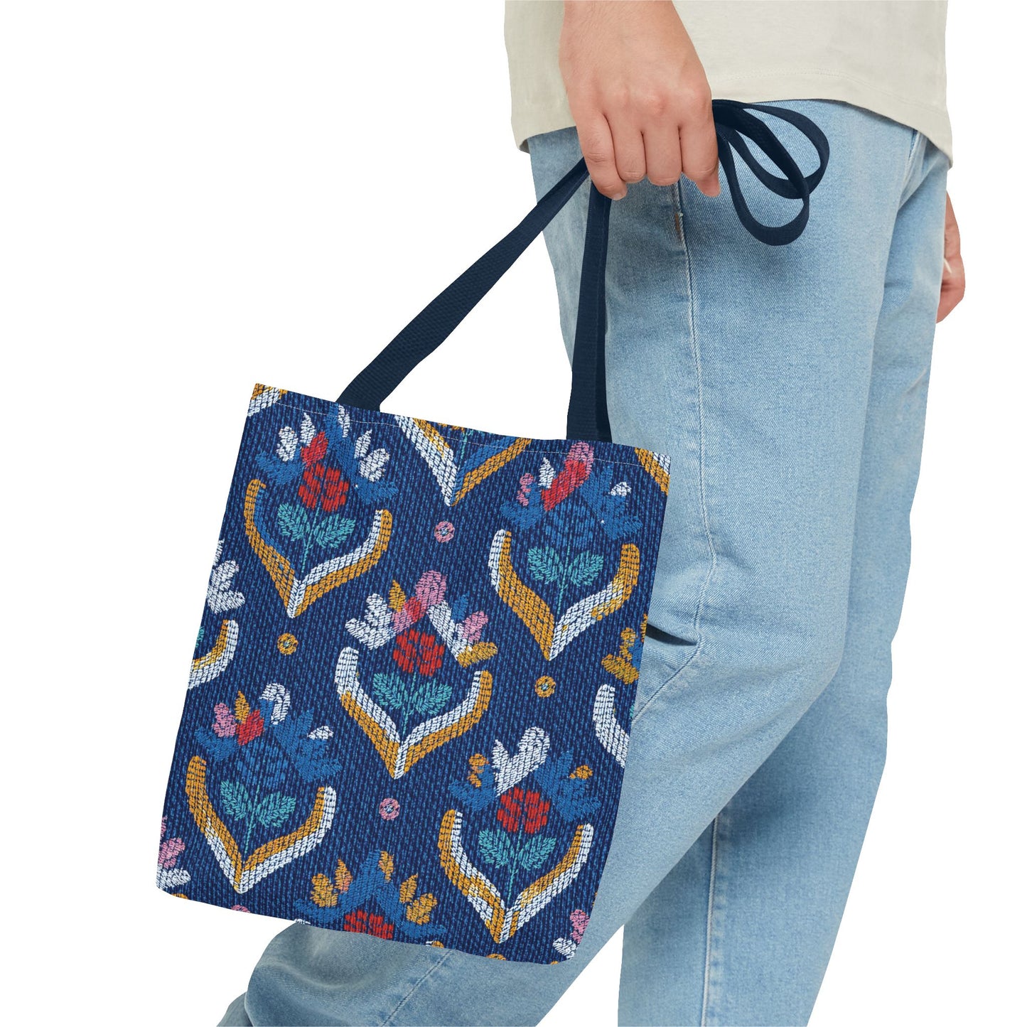 Denim Fabric Imitation Print Unisex Canvas Bag Poly Spun 3 Sizes Tote Bag 150