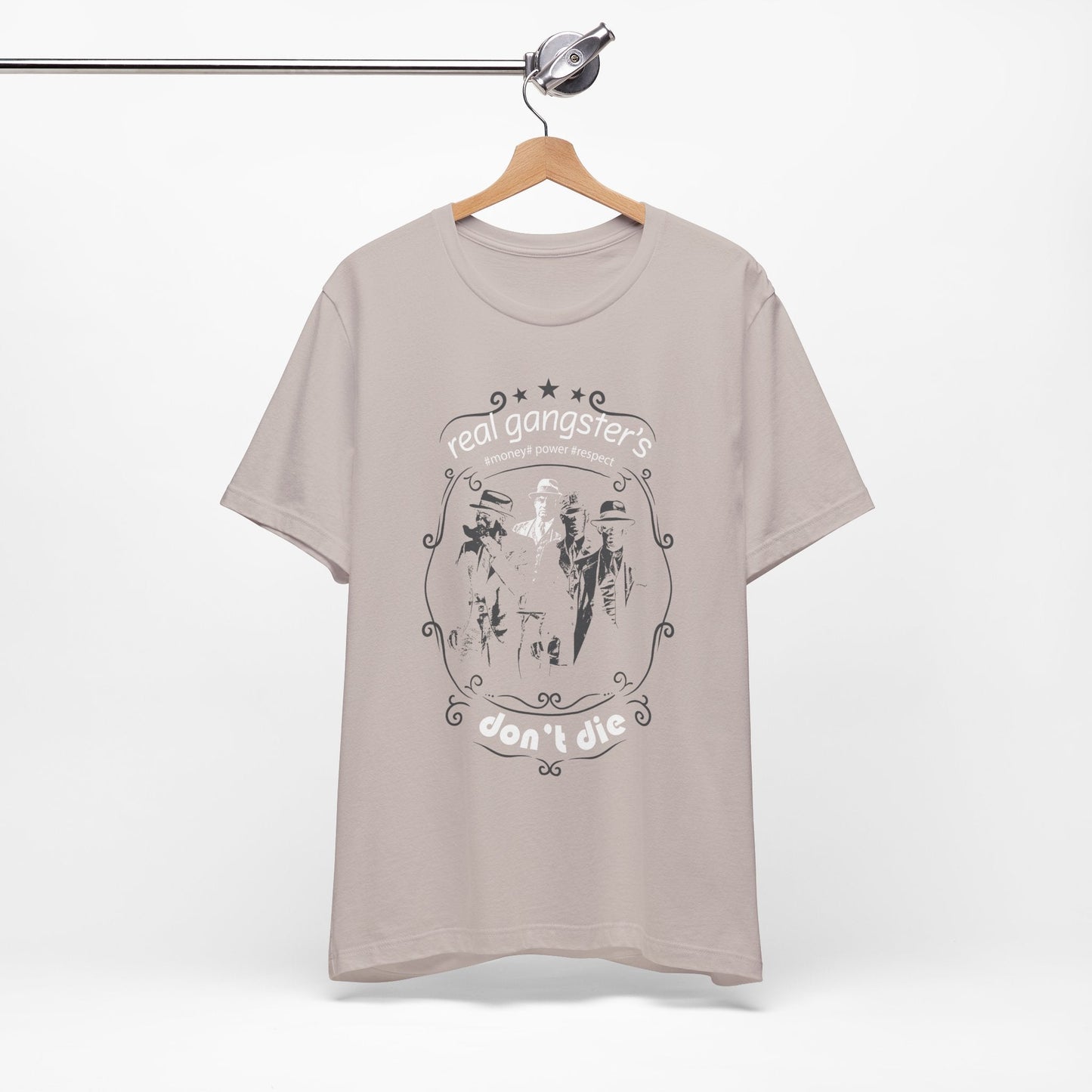 Real Gangsters Don't Die T-Shirt Vintage Outlaw Illustration Retro Biker Tee A-3