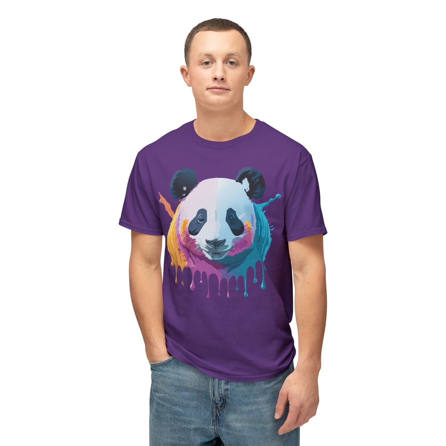 Unisex Panda Art Tee With Floral Print Premium Vintage Style HD Cotton Shirt Comfortable