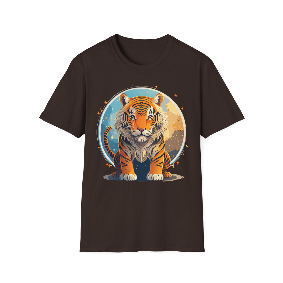 Vintage Tiger Illustration T-Shirt | Retro Sunset Tiger Print