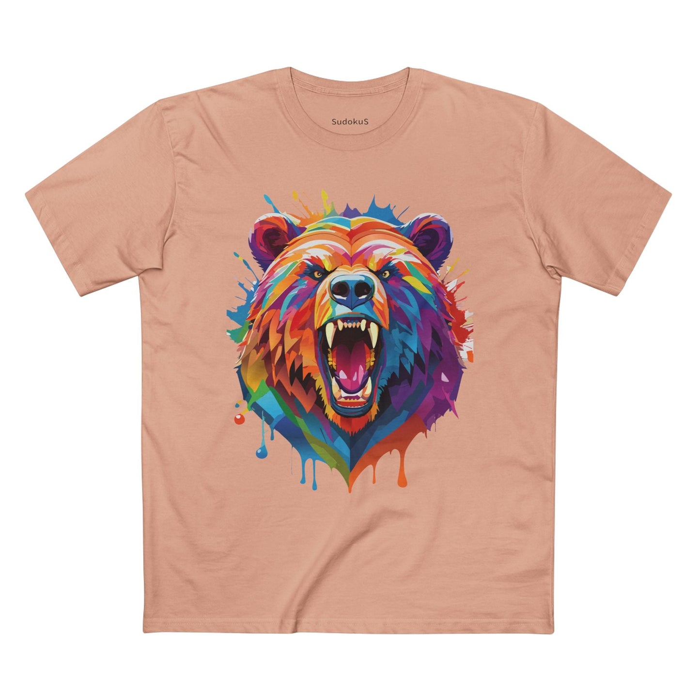 Bear Graphic Unisex 100 Cotton Staple Tee with Animal Design Artwork 13
