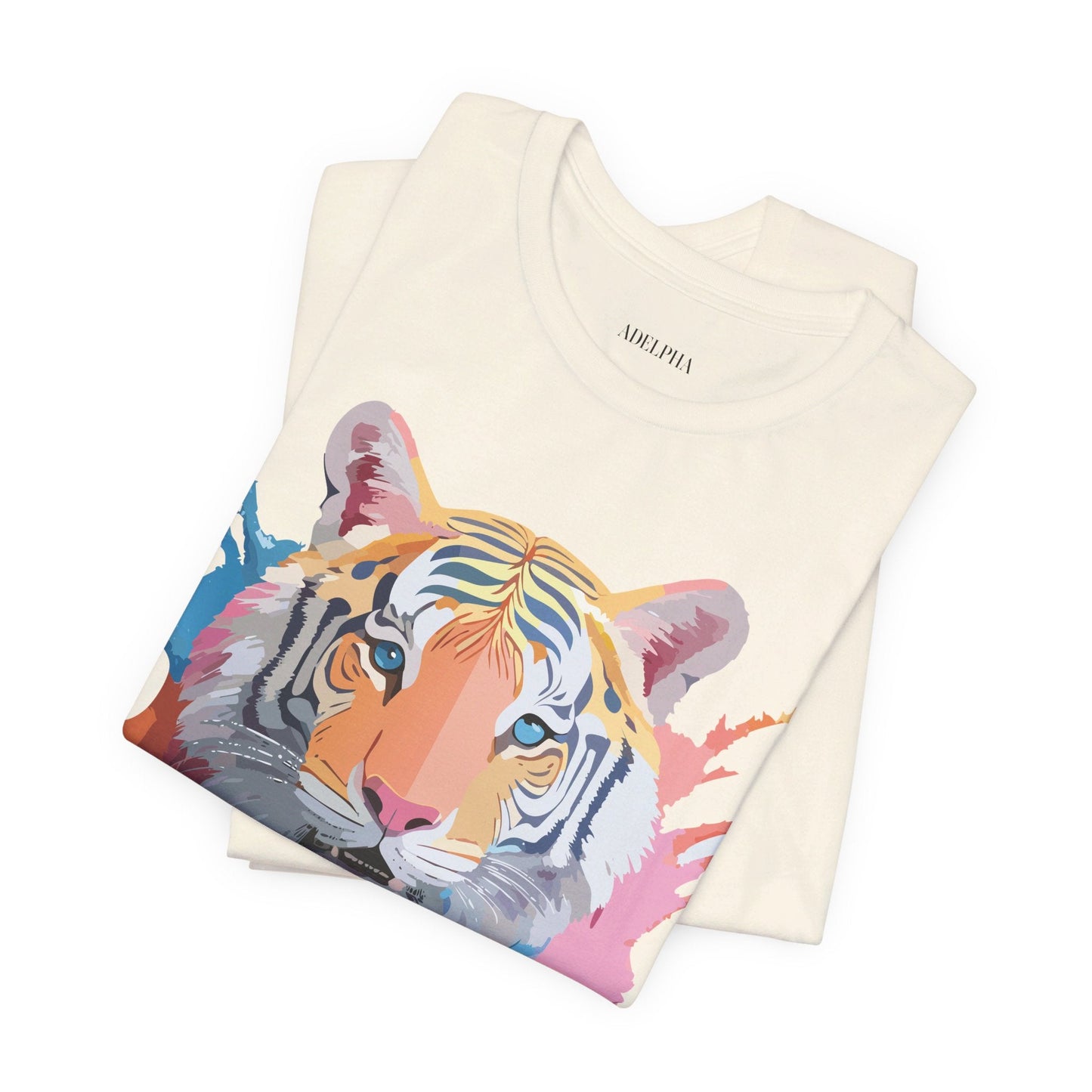 Tiger Graphic Tee Unisex Short Sleeve Shirt With Vintage Inspired Adelpha Artwork