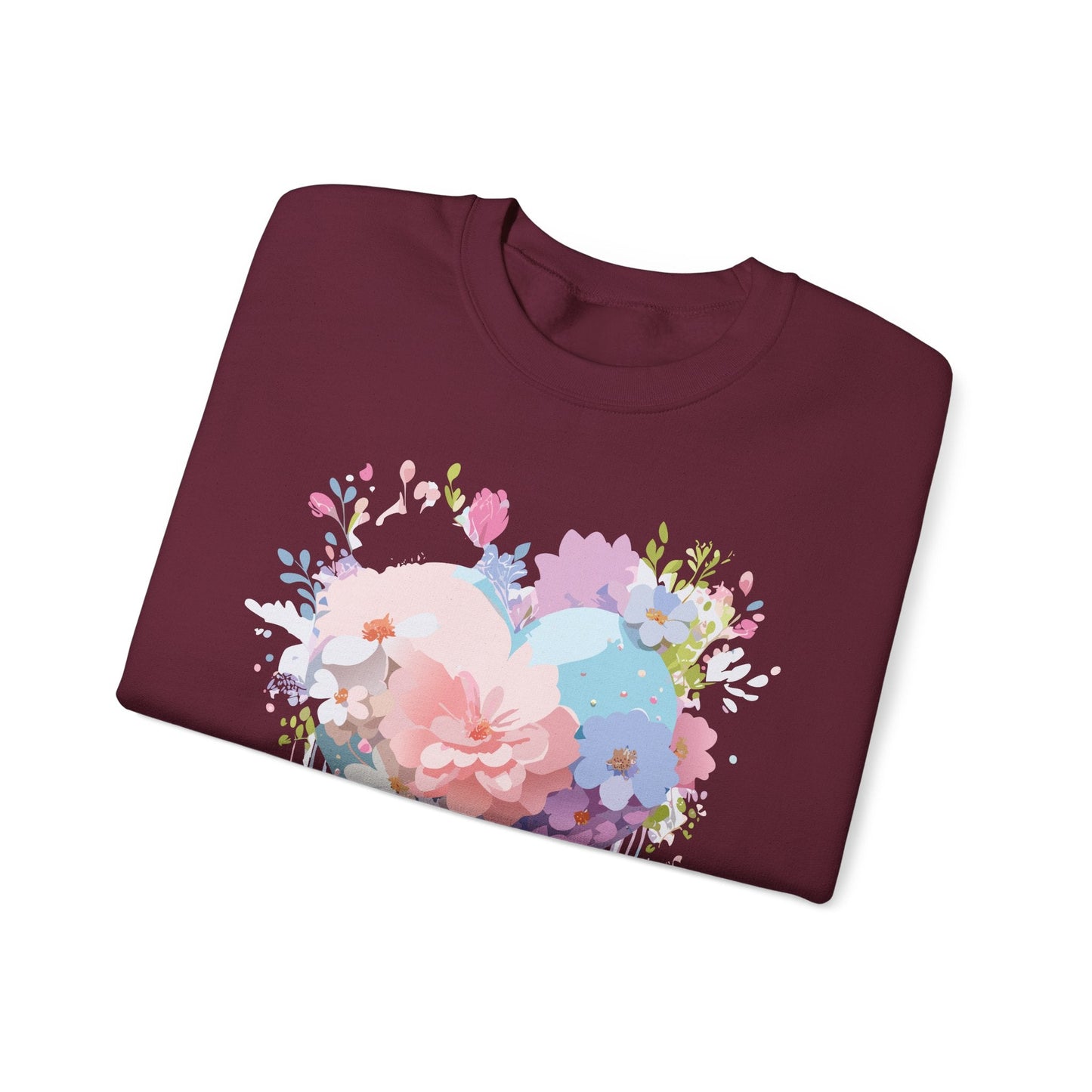 Floral Heart Sweatshirt Unisex Heavy Blend Crewneck Valentines Day Floral Love Cozy