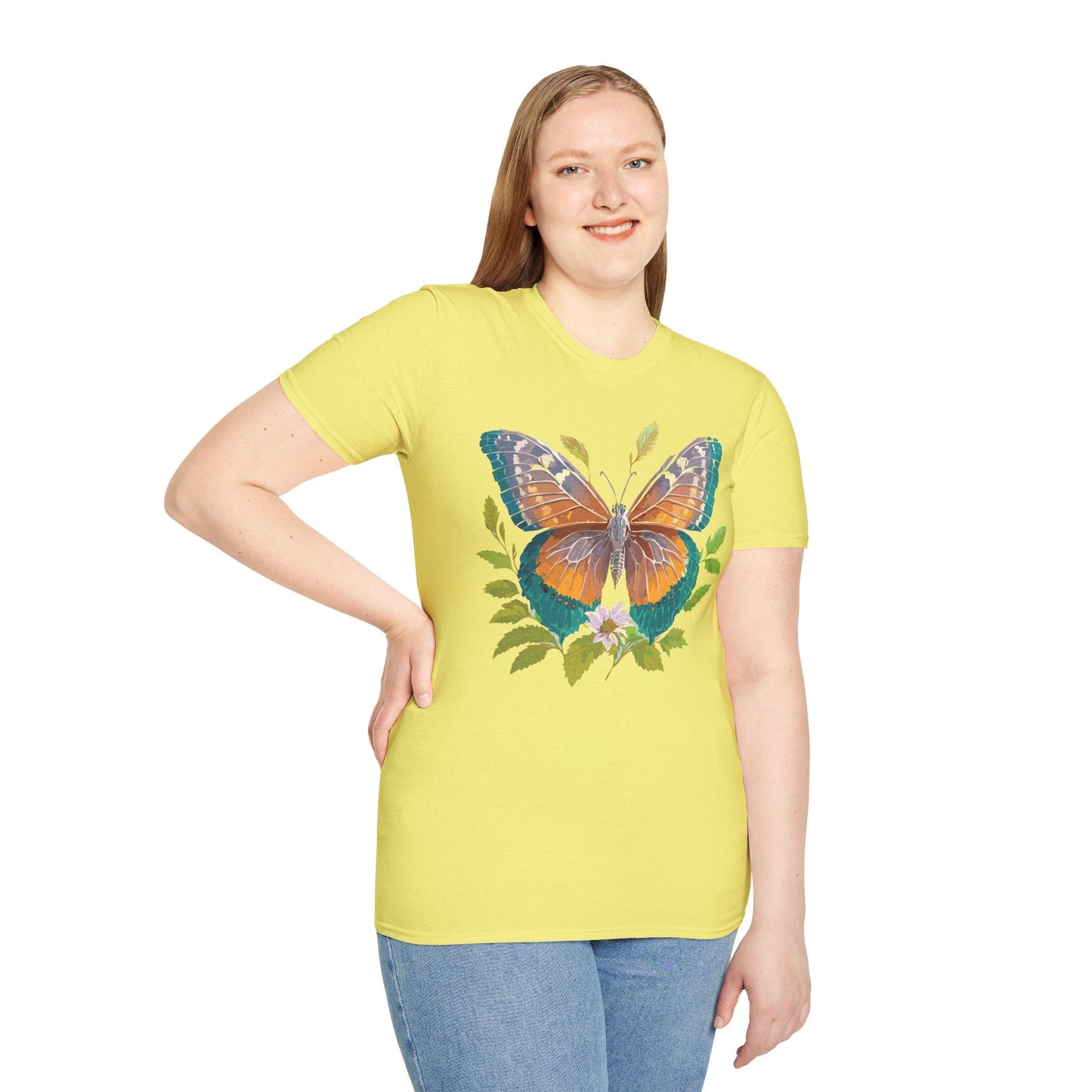Unisex Butterfly Shirt With Monarch Design Cotton Tee Gildan 64000 Softstyle Comfort