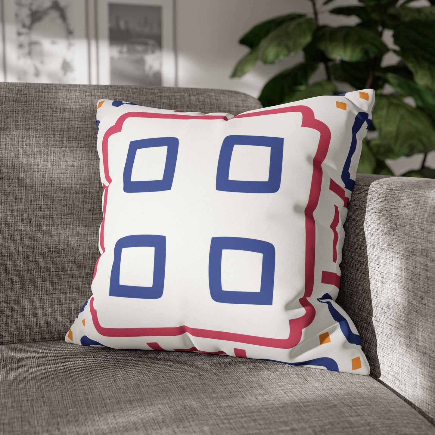 Faux Suede Pillowcase with Abstract print