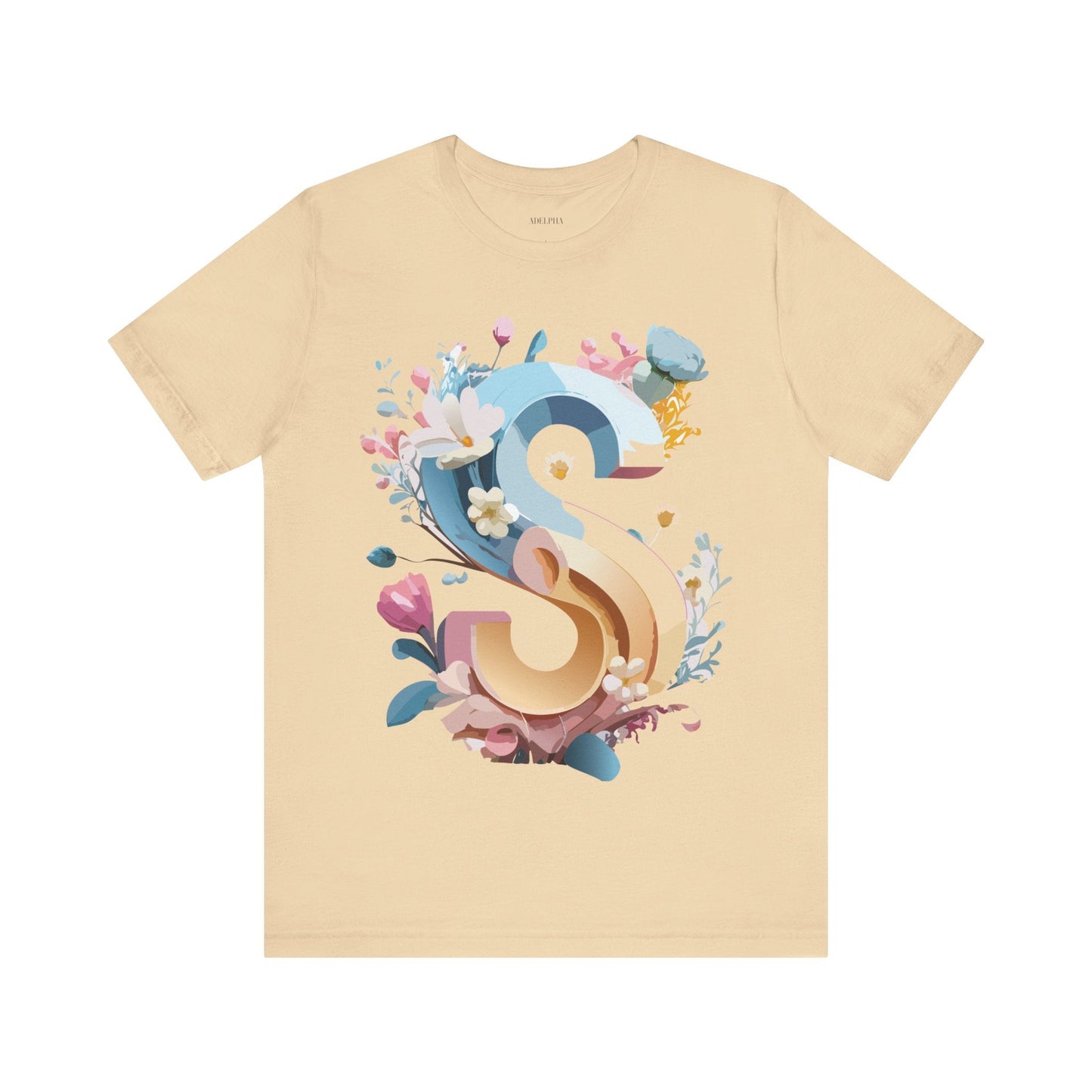 Letter S Shirt Graphic Tee Unisex Short Sleeve Vintage Inspired Adelpha Art Design
