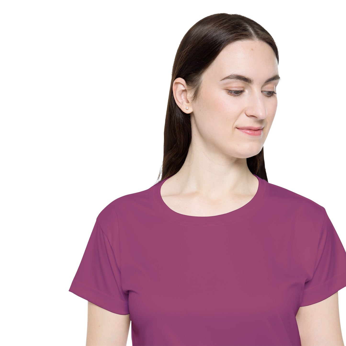 Berry Blush Women's Sports Jersey Short Sleeves 100% Poly Solid Berry Pink Color Print Athletic Tee