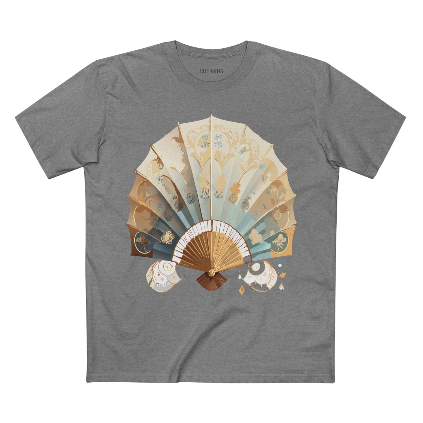 Antique Fan Graphic Design T-Shirt Unisex 100 Cotton Floral Carnival Artwork Tee 14