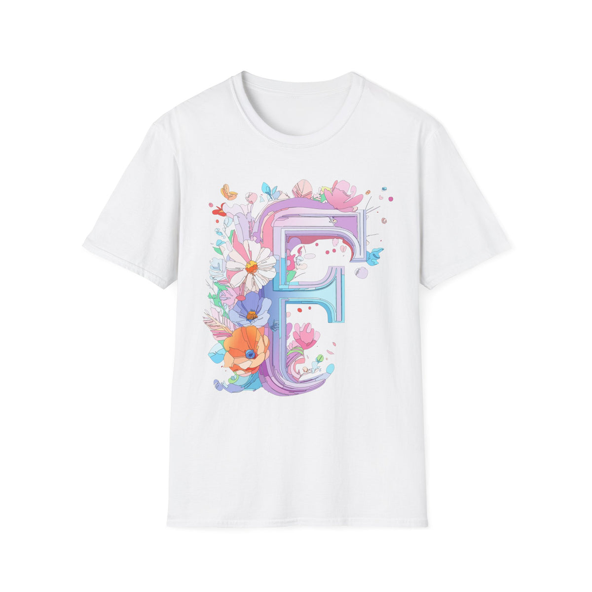 Floral Letter F T-Shirt | Watercolor Monogram Tee