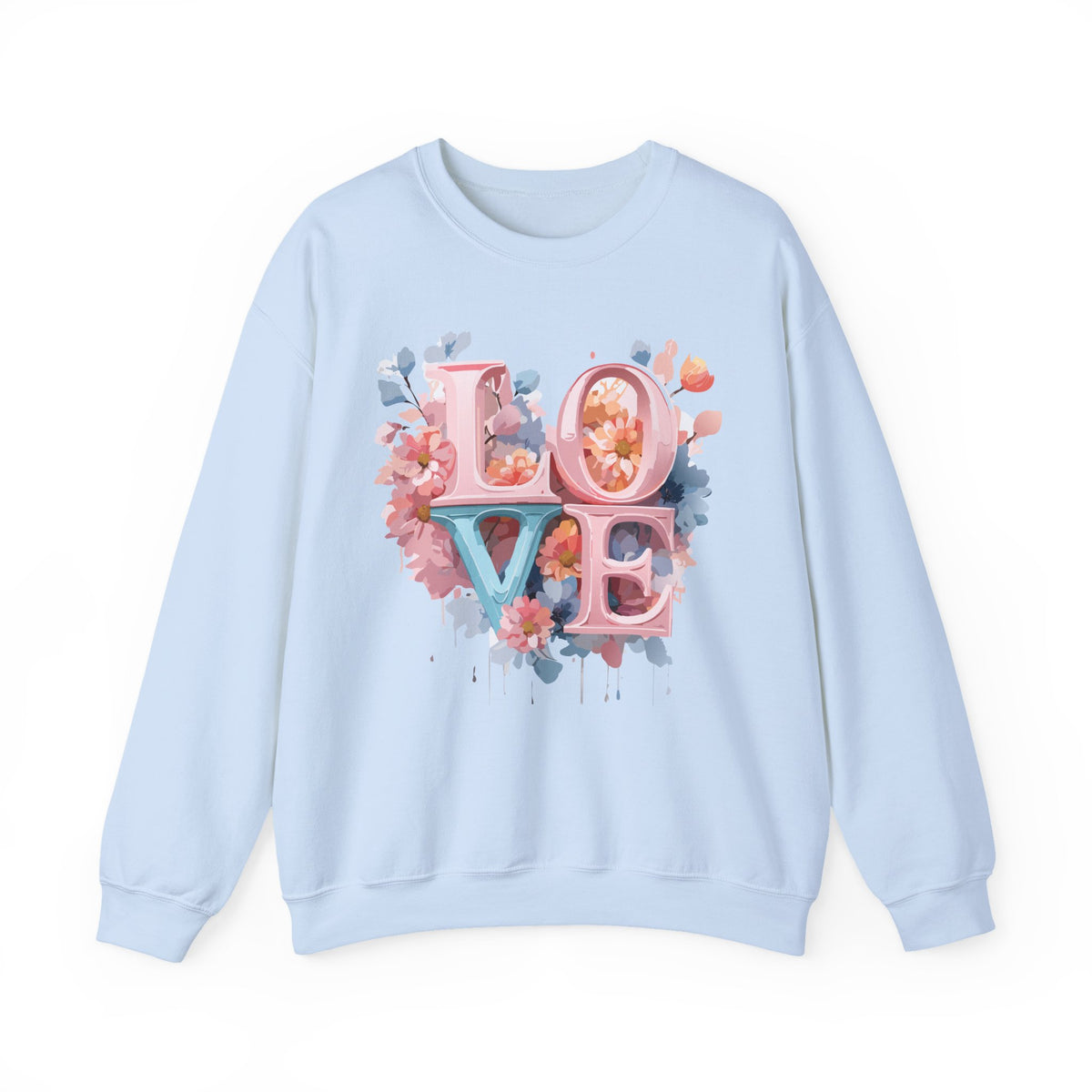 Floral Love Graphic Valentine's Day Sweatshirt Unisex 50/50 Cotton-Poly Sweatshirt w62