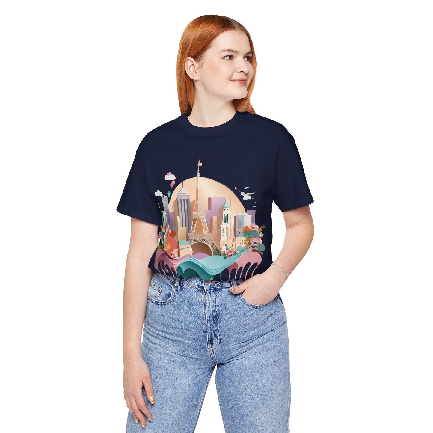 Paris Graphic Tee Unisex Short Sleeve With Vintage Art Design Apparel