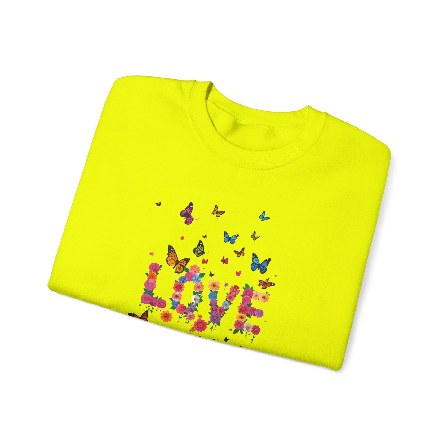 Unisex Floral Love Sweatshirt, Love Floral Sweatshirt, Floral Butterfly Sweatshirt, 50/50 Cotton-Poly Valentine's Day Sweatshirt 08