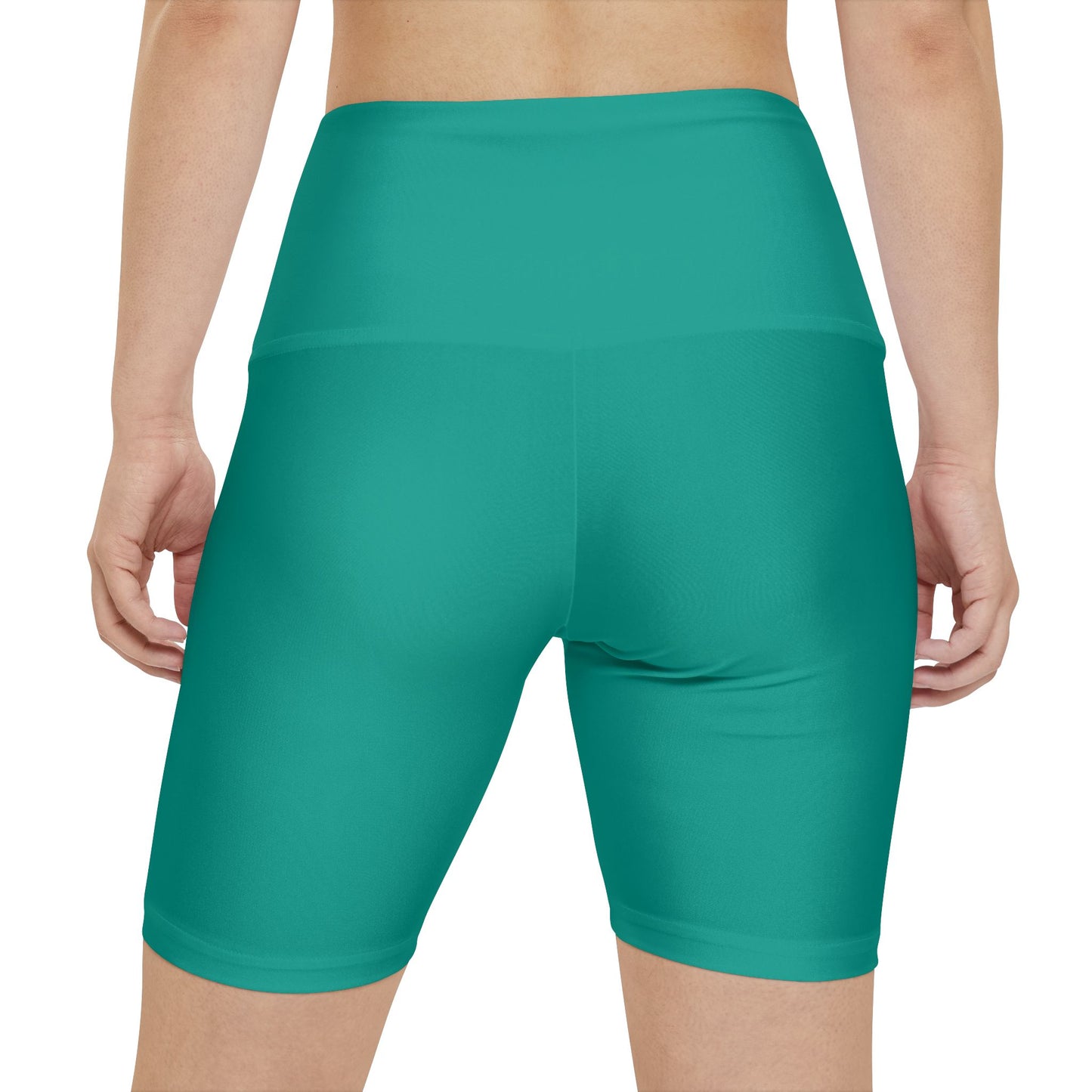 Verdigris Teal High-Waist Women’s Workout Shorts — Seamless Bike Shorts for Yoga & Gym
