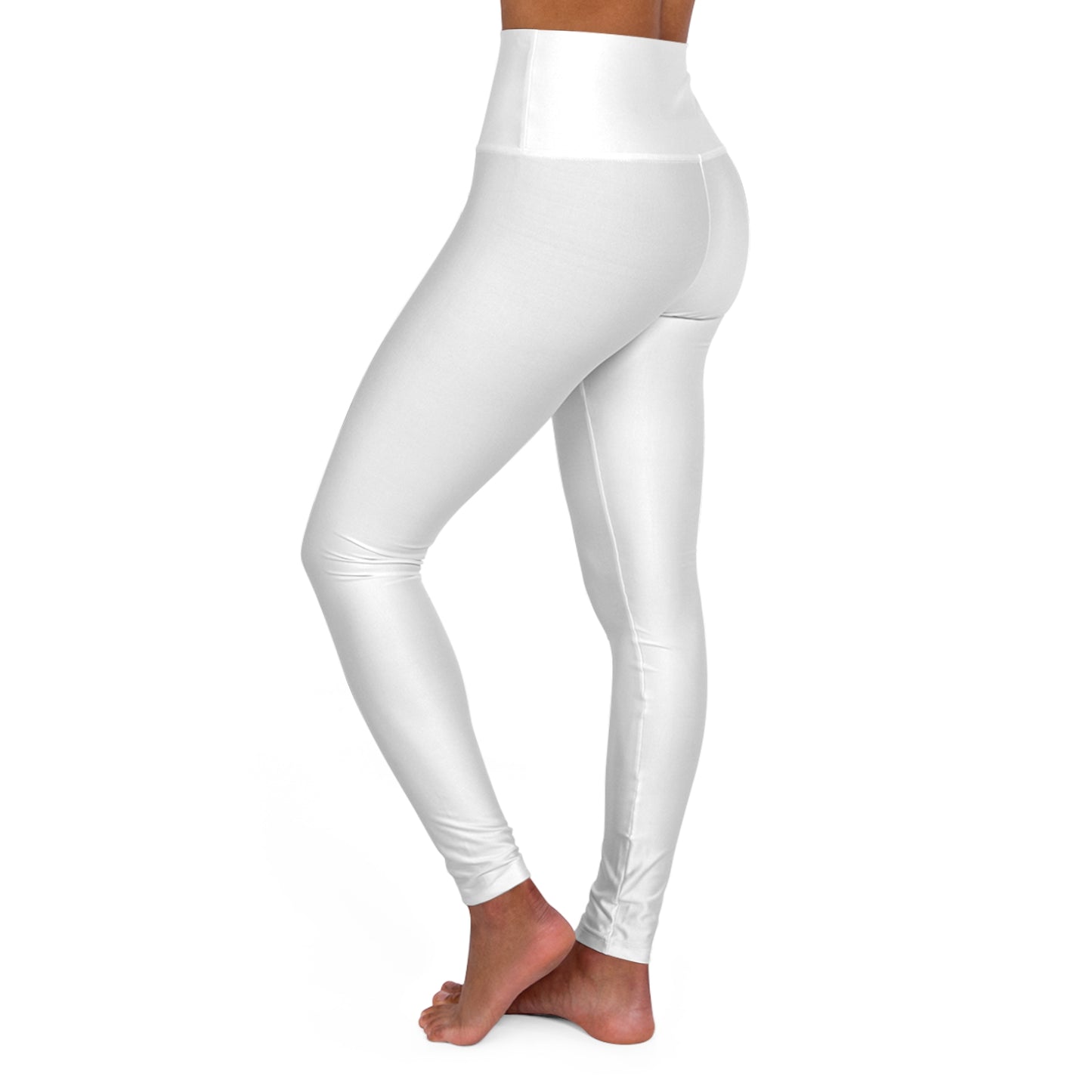 True White Color High-Waist Yoga Leggings Women's Seamless Poly-Span Stretchy Performance Pants