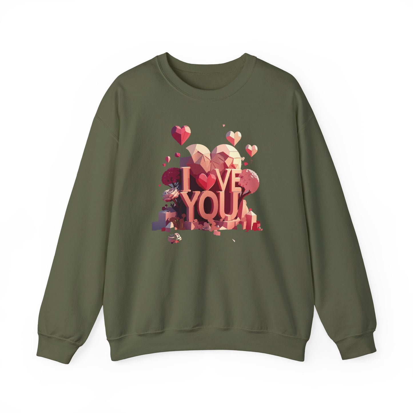 Unisex Big Heart Love Sweatshirt, Love Heart Sweatshirt, Floral Love Sweatshirt, 50/50 Cotton-Poly Valentine's Day Sweatshirt 10