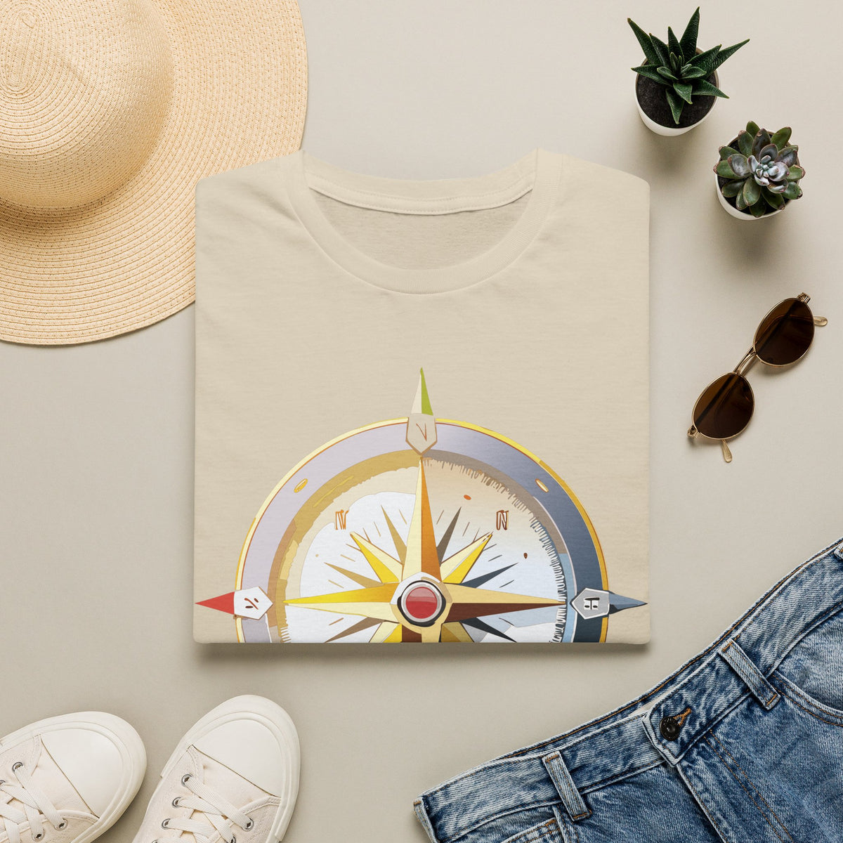 Nautical Compass T-Shirt | Adventure Travel Graphic Design Unisex 100 Cotton Gildan T-Shirt