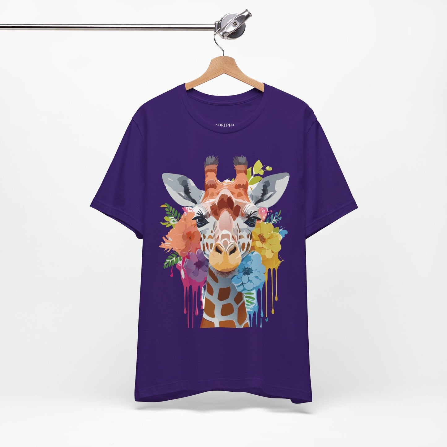Giraffe Graphic Tee By Adelpha Unisex Vintage Inspired Art Design Short Sleeve Jersey Shirt