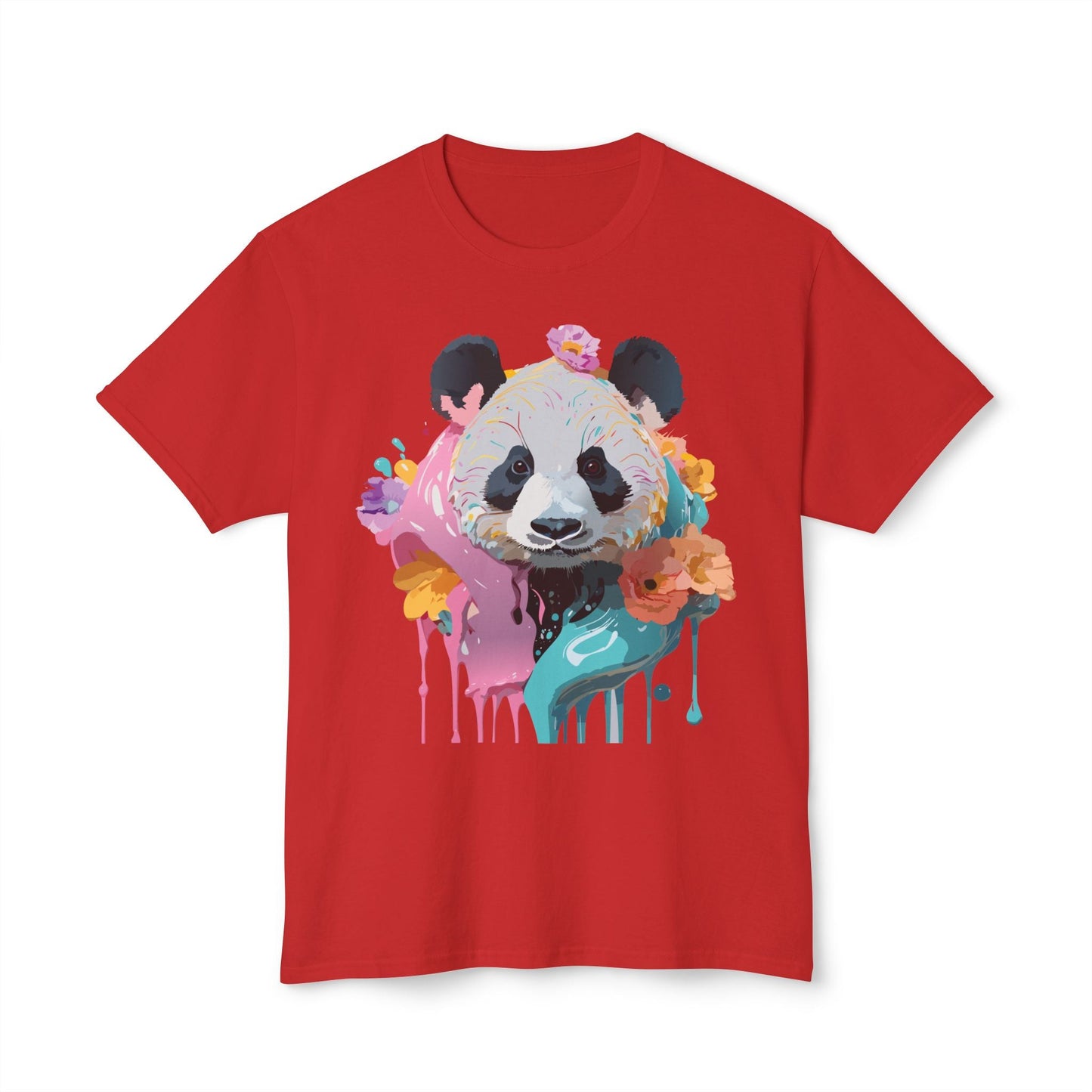 Panda T Shirt Unisex HD Cotton Tee With Panda Art Print Vintage Floral Design Printed In USA