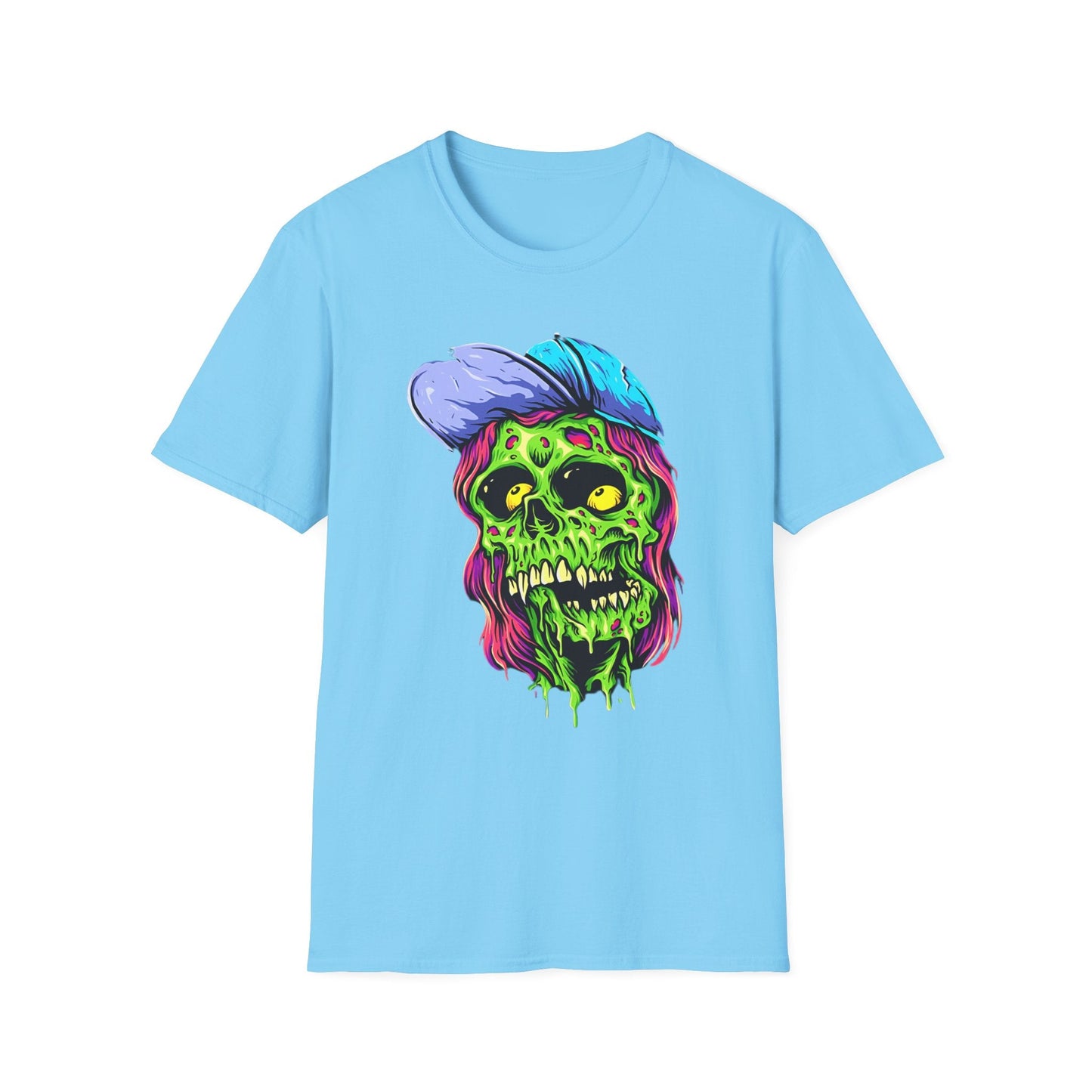 Unisex Skull Tee Shirt With Skeleton Artwork Gildan Softstyle 64000 Ring Spun Cotton