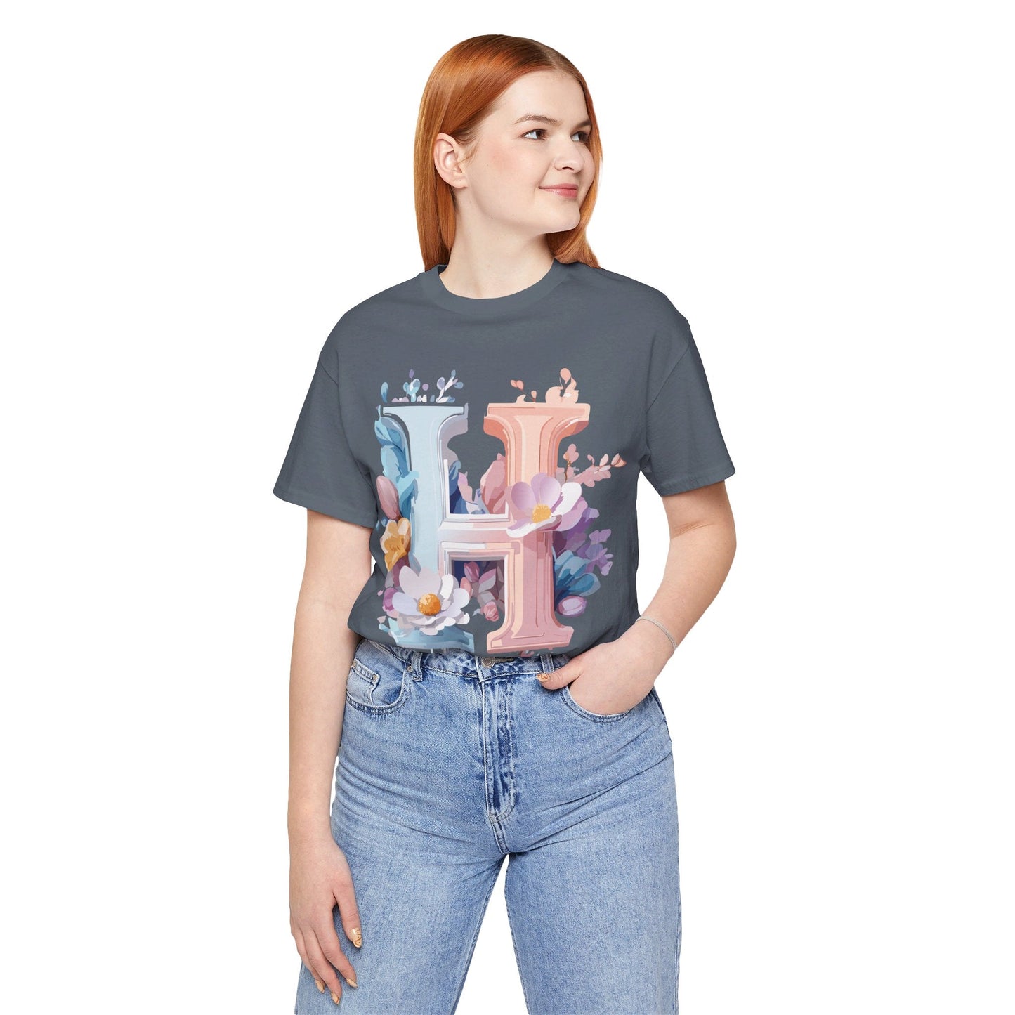 Letter H Shirt Graphic Tee Unisex Short Sleeve Premium Vintage Inspired Artwork Adelpha
