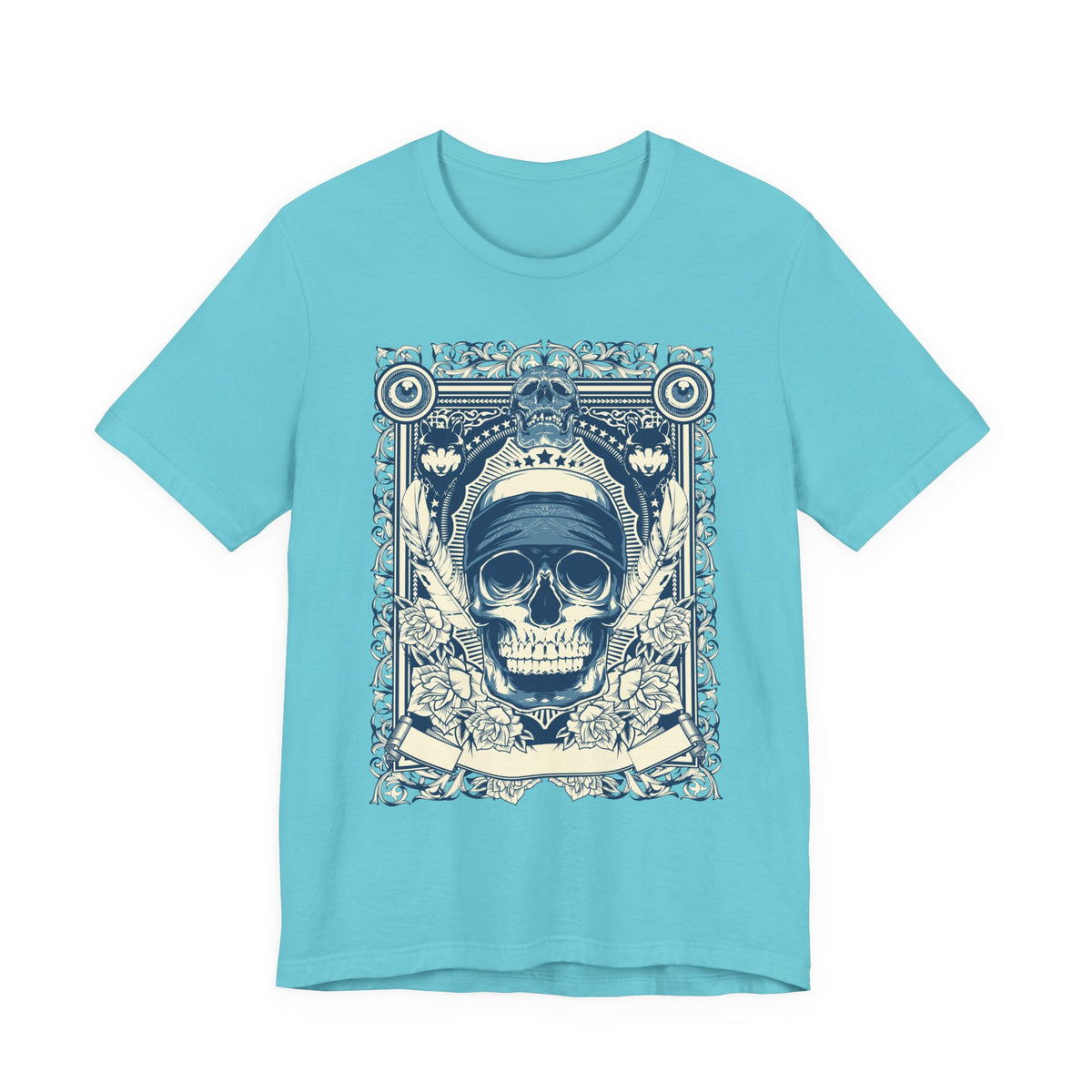 Skull Crown Graphic Tee Vintage Ornate Skull Illustration Rock Band T-Shirt