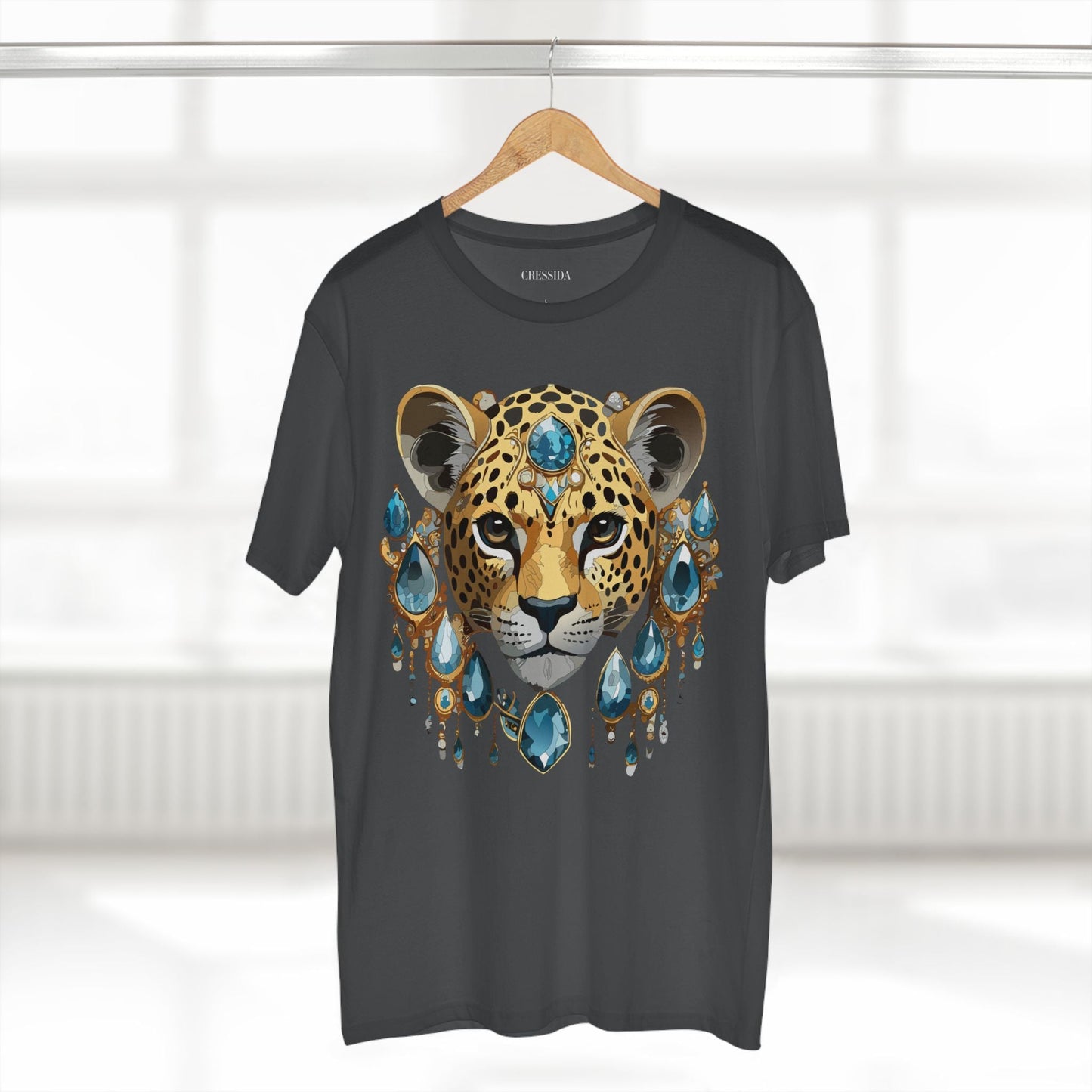 Cheetah Graphic Unisex 100 Cotton Tee With Unique Animal Golden Medallion Art Design 48