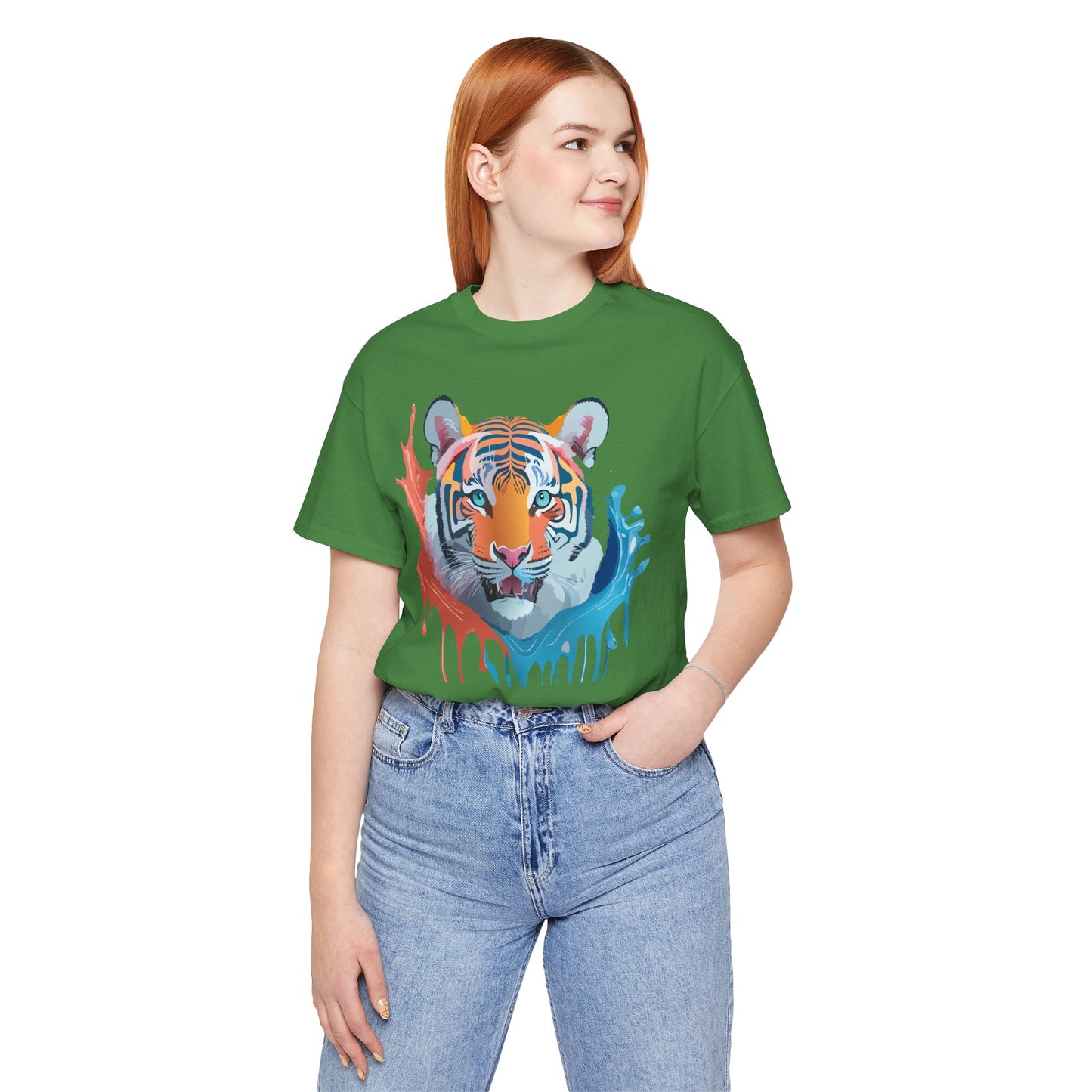 Unisex Tiger Tee, Animal Shirt, Tee Shirt with Tiger, Art T-Shirt, Animal Tees, Big Cat Shirt, Art Design T-Shirt 5