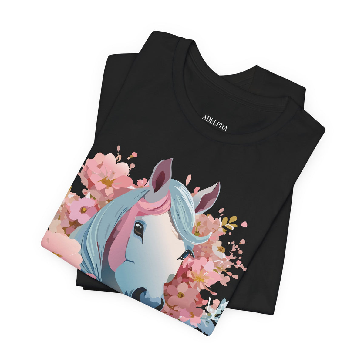 Horse Graphic Unisex Cotton Bella+Canvas Tee with Art Animal Design e34