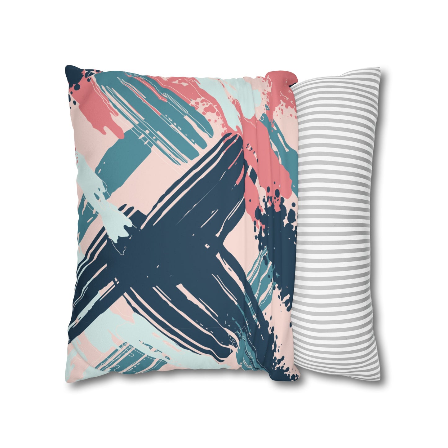 Faux Suede Pillowcase with Abstract print