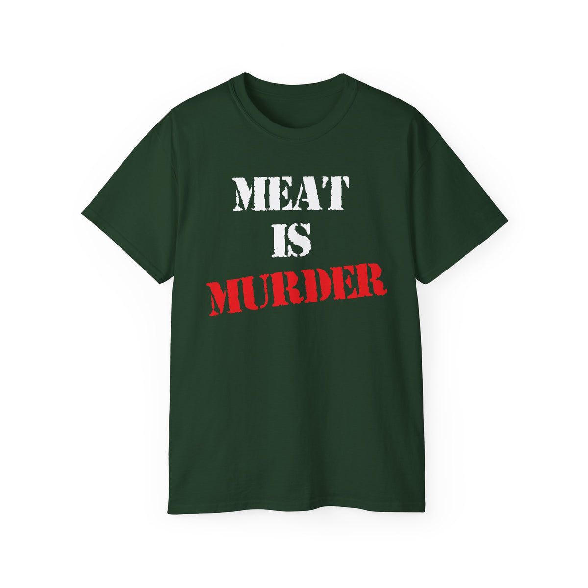 Meat Is Murder Tee | Bold Stencil Text Statement T-Shirt