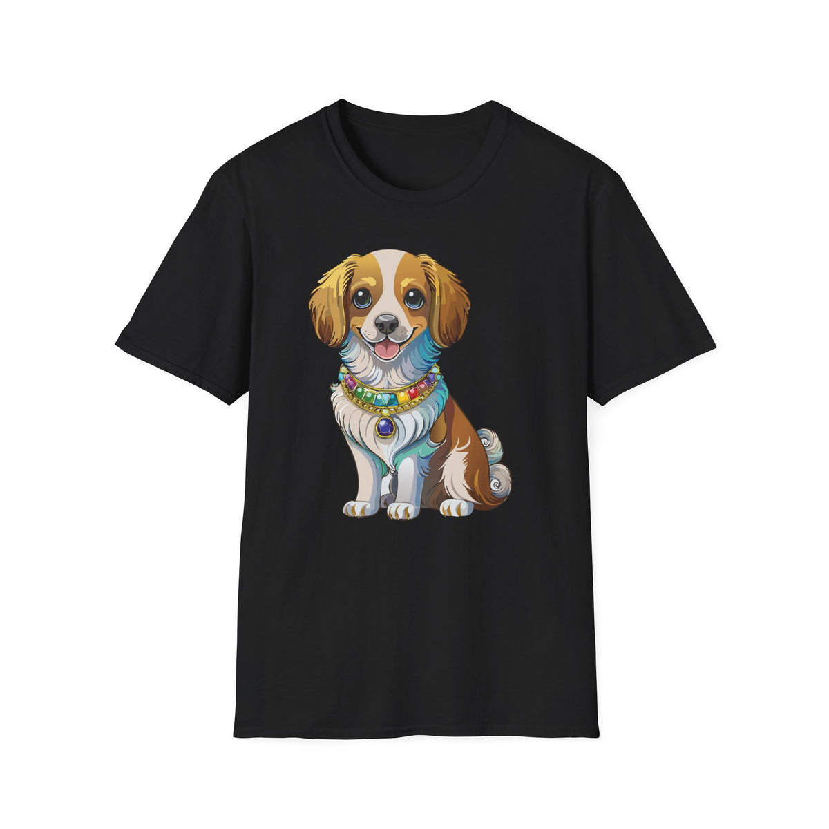 Smiling Brown White Dog Portrait T-Shirt | Cute Puppy Illustration