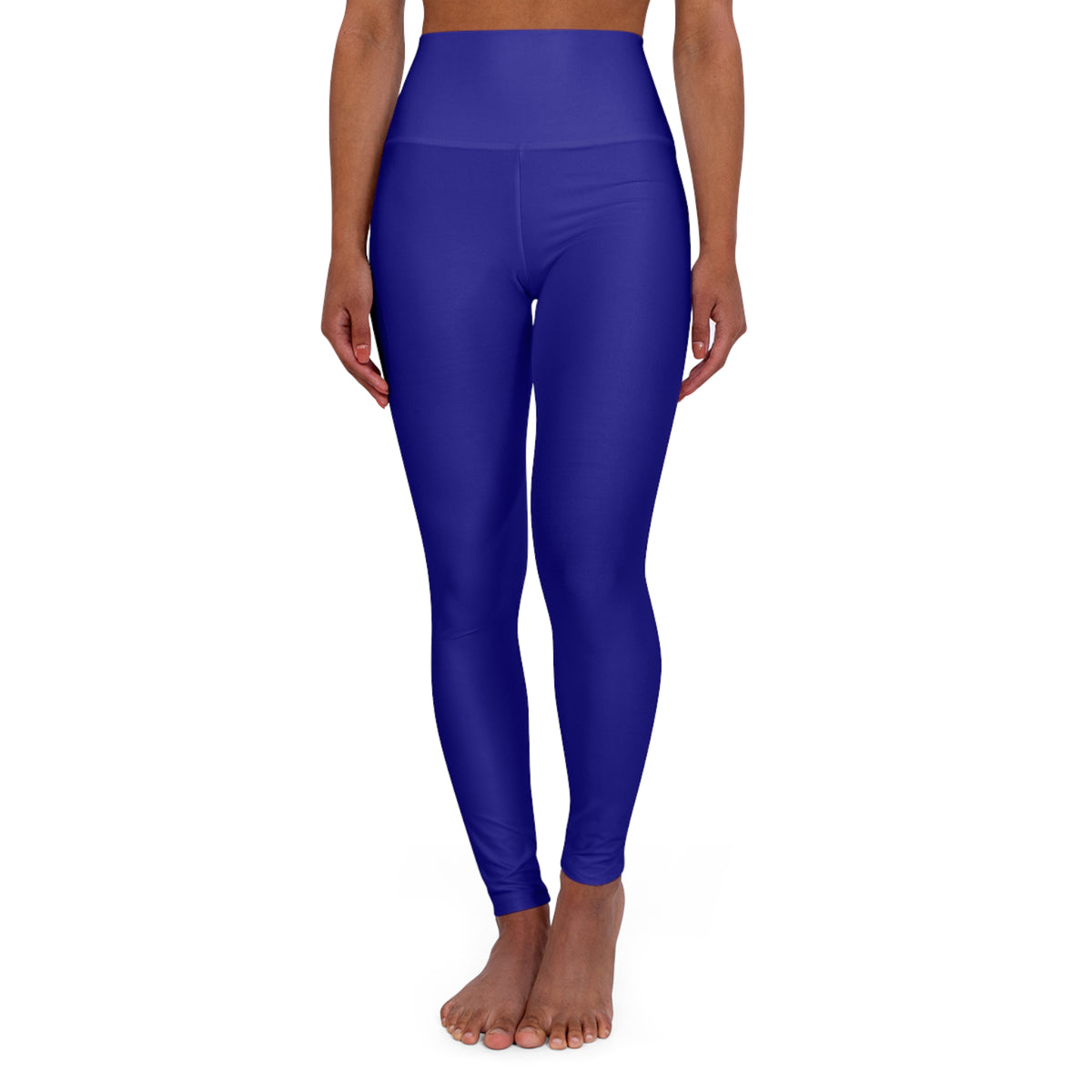 High-Waist Solid Dark Ultramarine Yoga Leggings Women's Seamless Poly-Span Purple Stretchy Workout Activewear