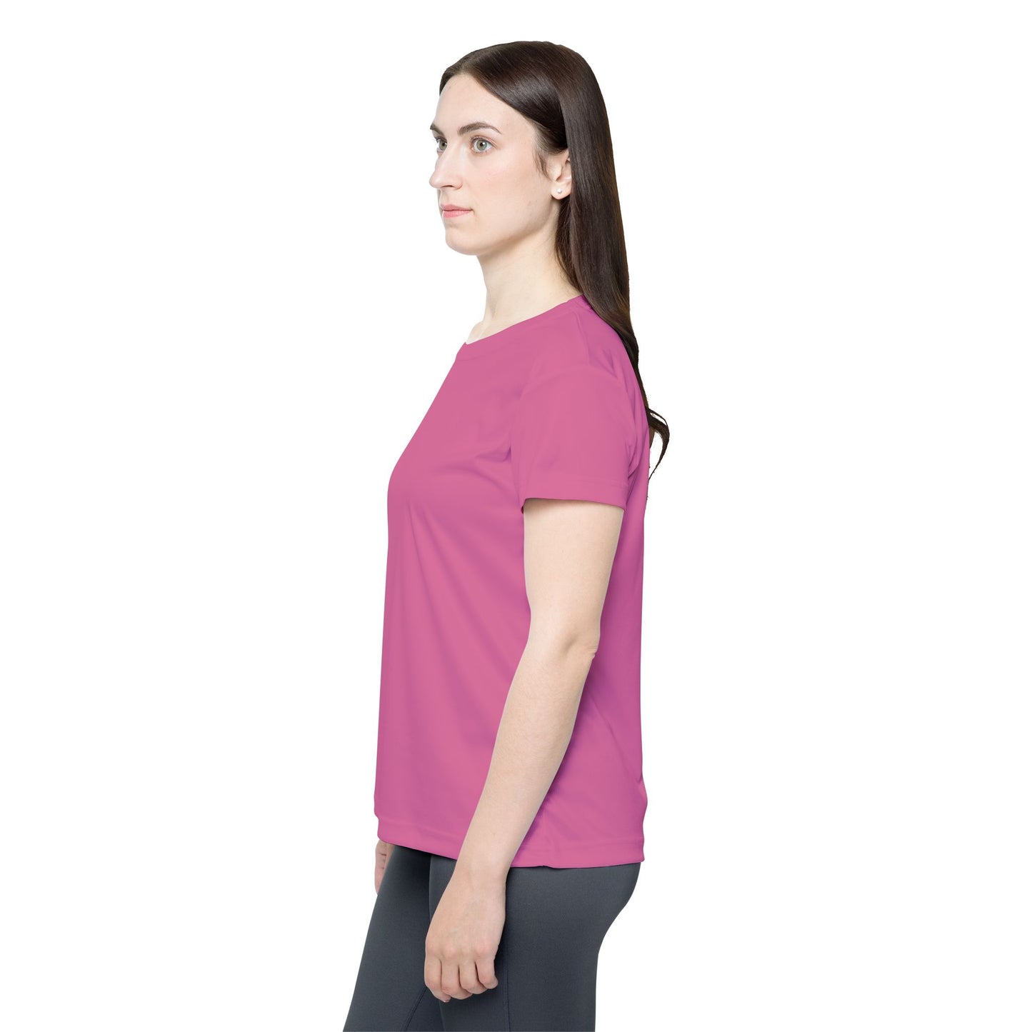 Sweet Peony Women's Sports Jersey Short Sleeves 100% Poly Solid Pink Color Print Athletic Tee