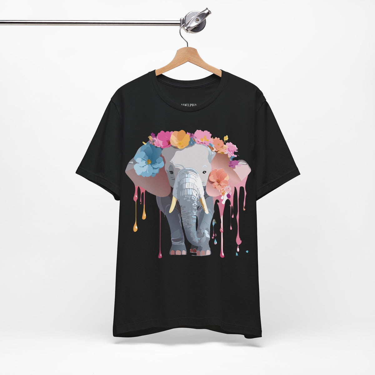 Elephant Graphic Unisex Cotton Bella+Canvas Tee with Art Animal Design e130