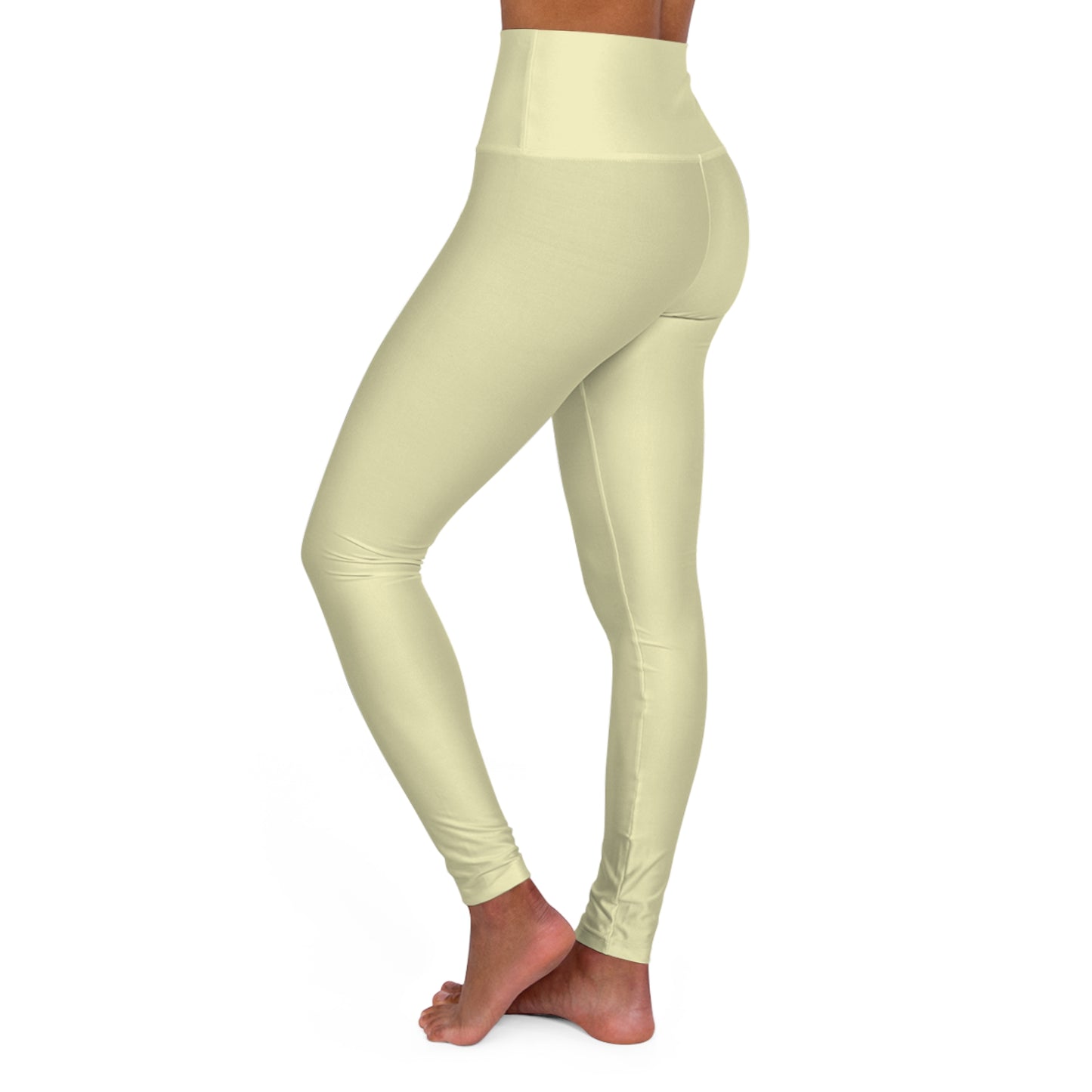 Pale Yellow Color High-Waist Yoga Leggings Women's Seamless Poly-Span Stretchy Pants XS-2XL