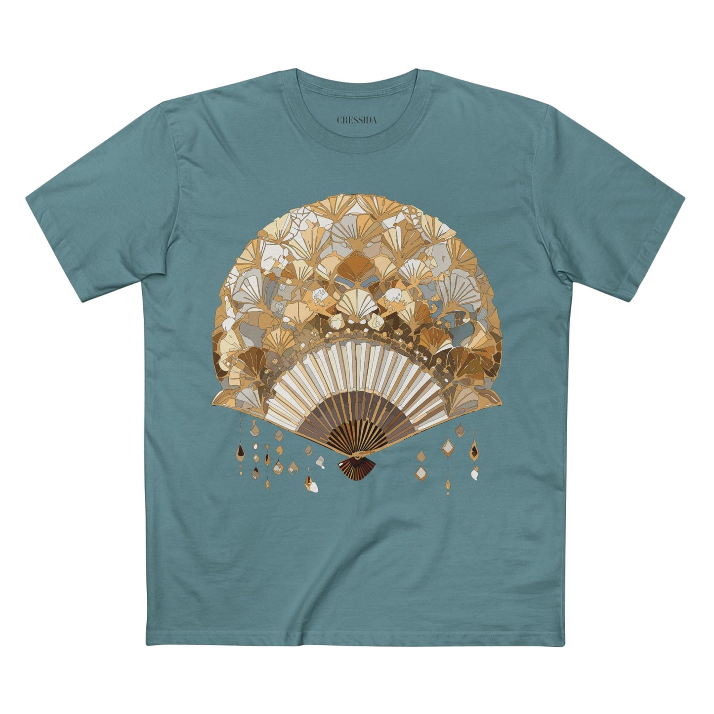 Antique Fan Graphic Design T-Shirt Unisex 100 Cotton Floral Carnival Artwork Tee 10