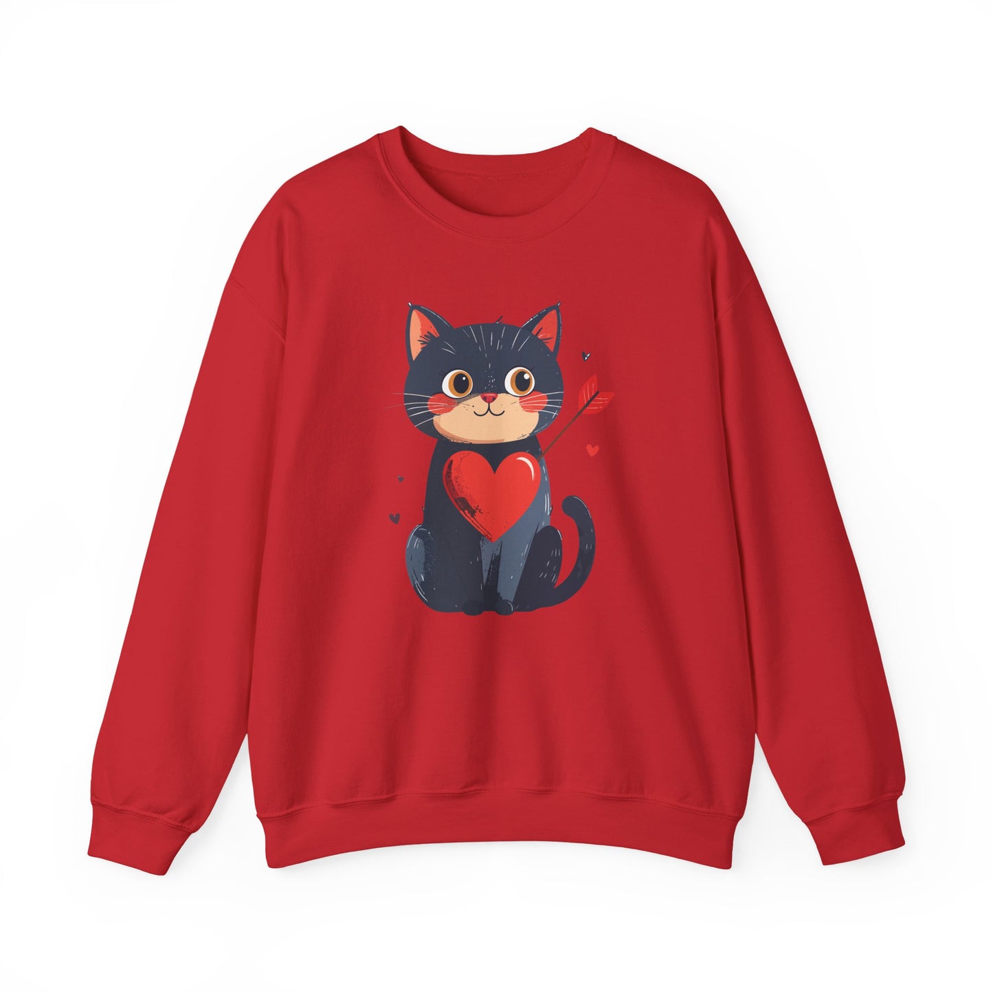 Cat Heart Sweatshirt, Heart Sweatshirt, Cat Sweatshirt, Valentine's Day Sweatshirt, 50/50 Cotton-Poly Animal Sweatshirt 108