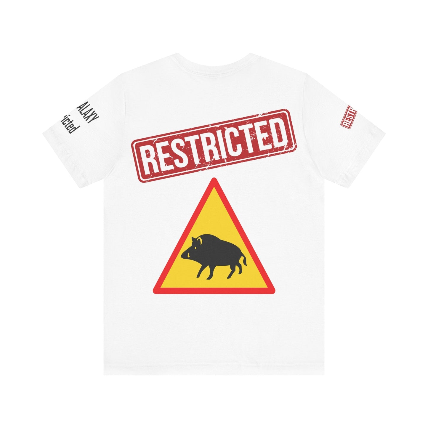 Tee Shirt With Red Stamp Designed And Printed In The USA By Bad Galaxy 100 Percent Cotton