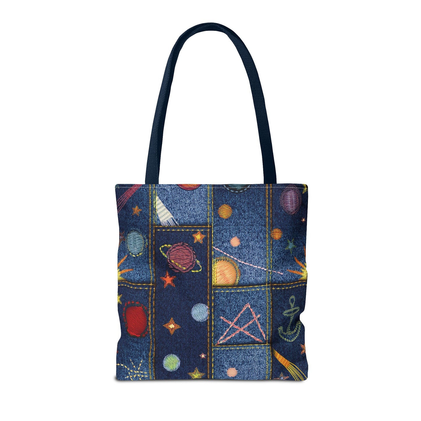 Denim Fabric Imitation Print Unisex Canvas Bag Poly Spun 3 Sizes Tote Bag 183-2