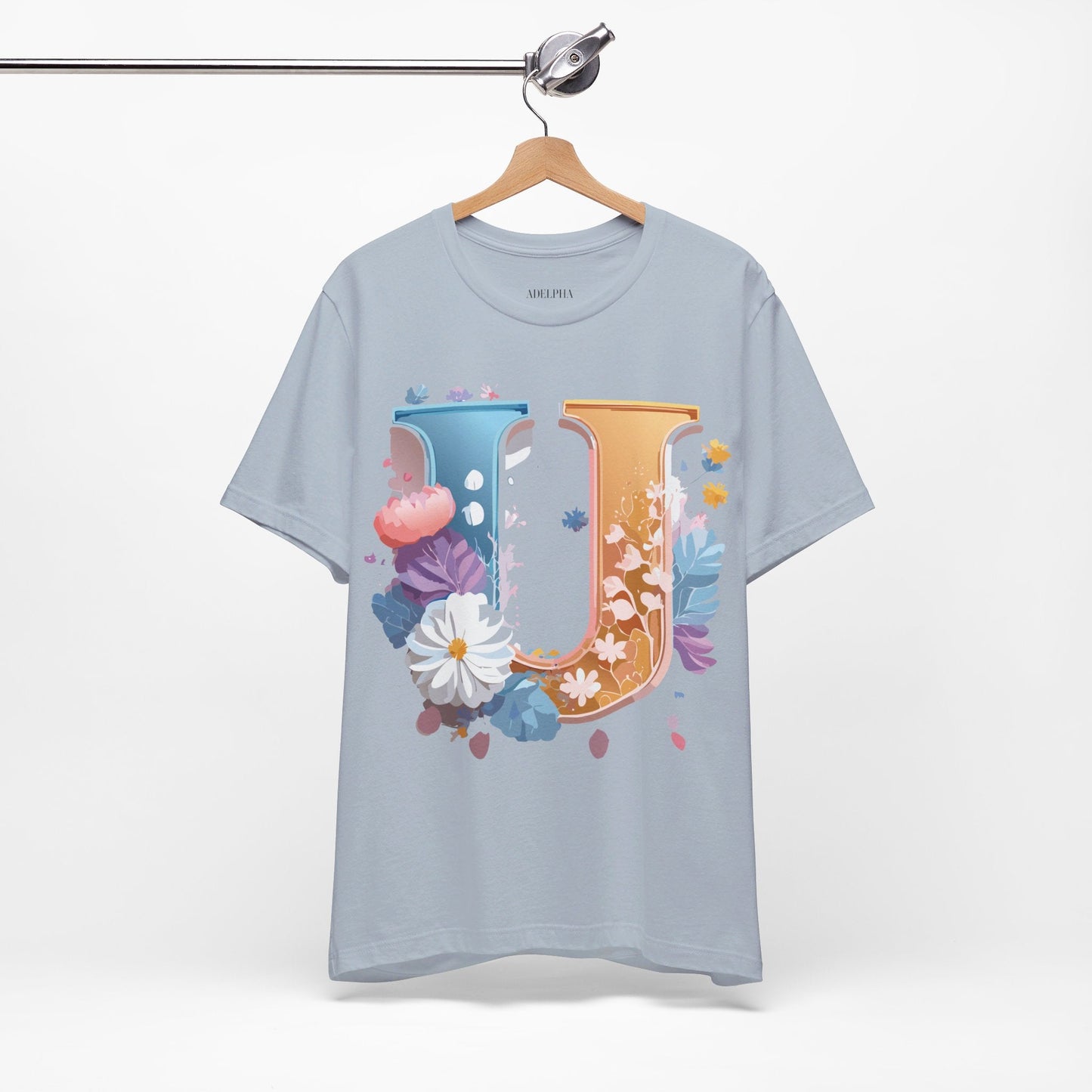 Letter U Shirt Graphic Tee Unisex Vintage Inspired Adelpha Artwork Premium Short Sleeve